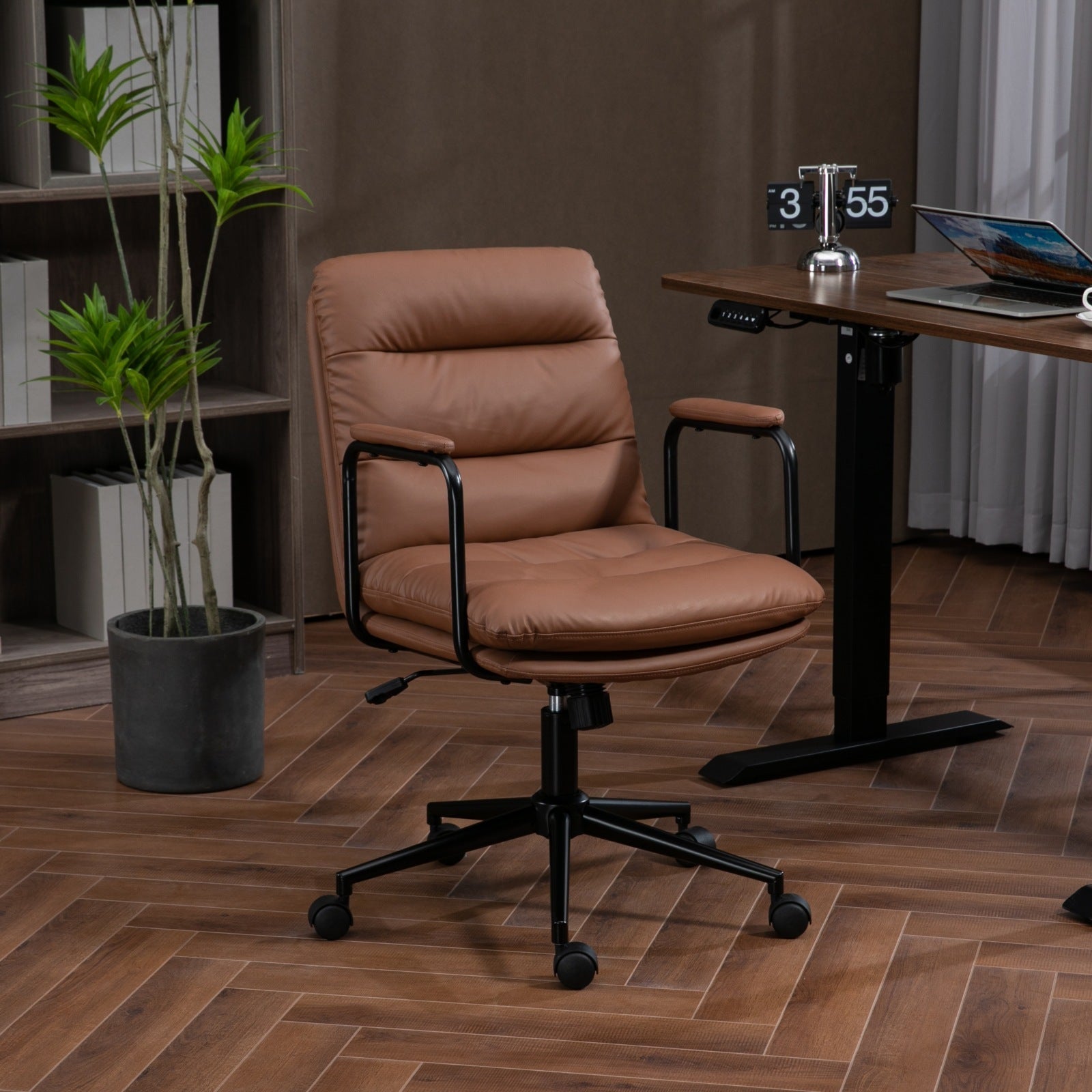 Mid Back PU Leather Home Office Chair-thumbmail-3