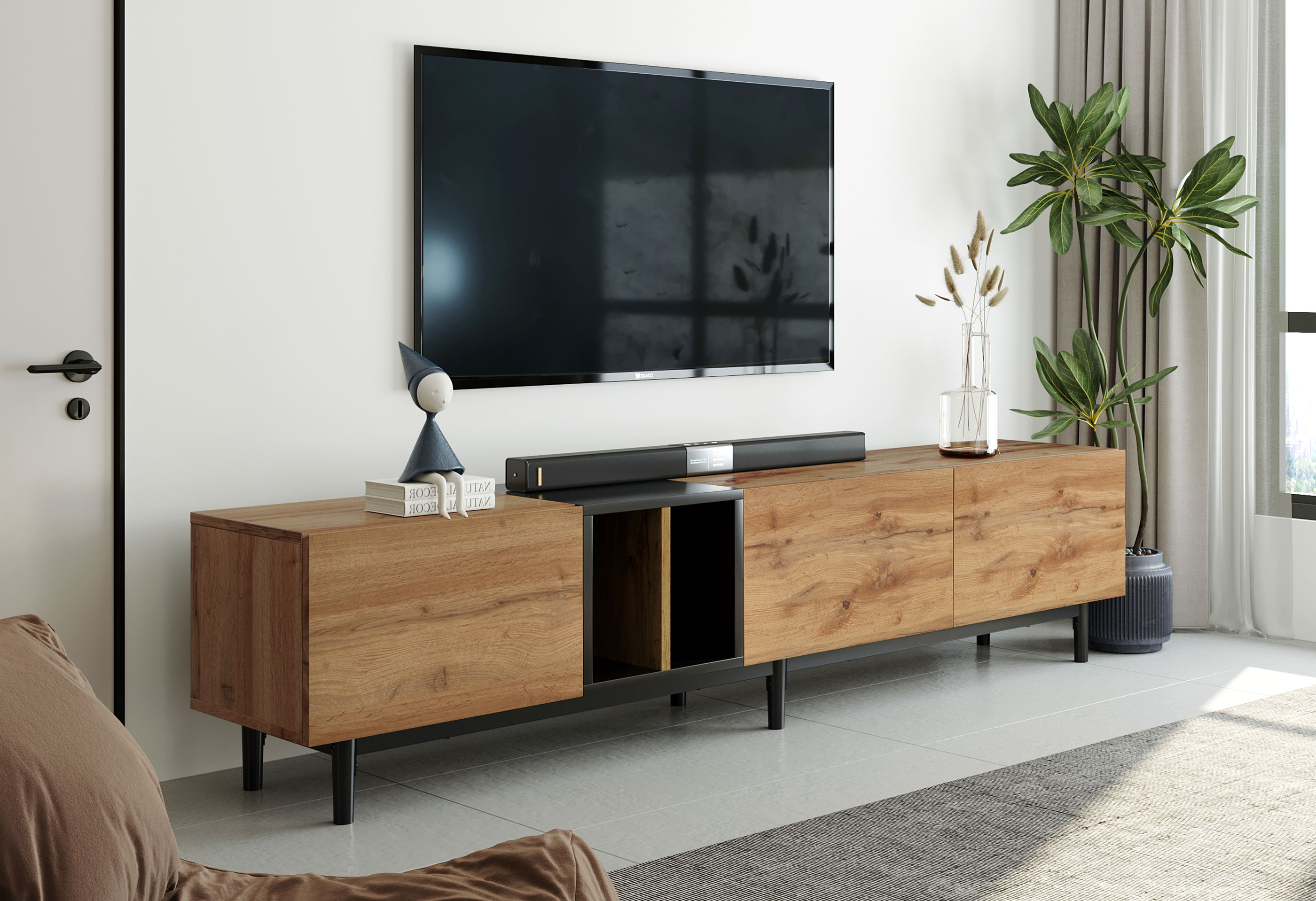 Modern Natural Wood Color TV Stand-thumbmail-1