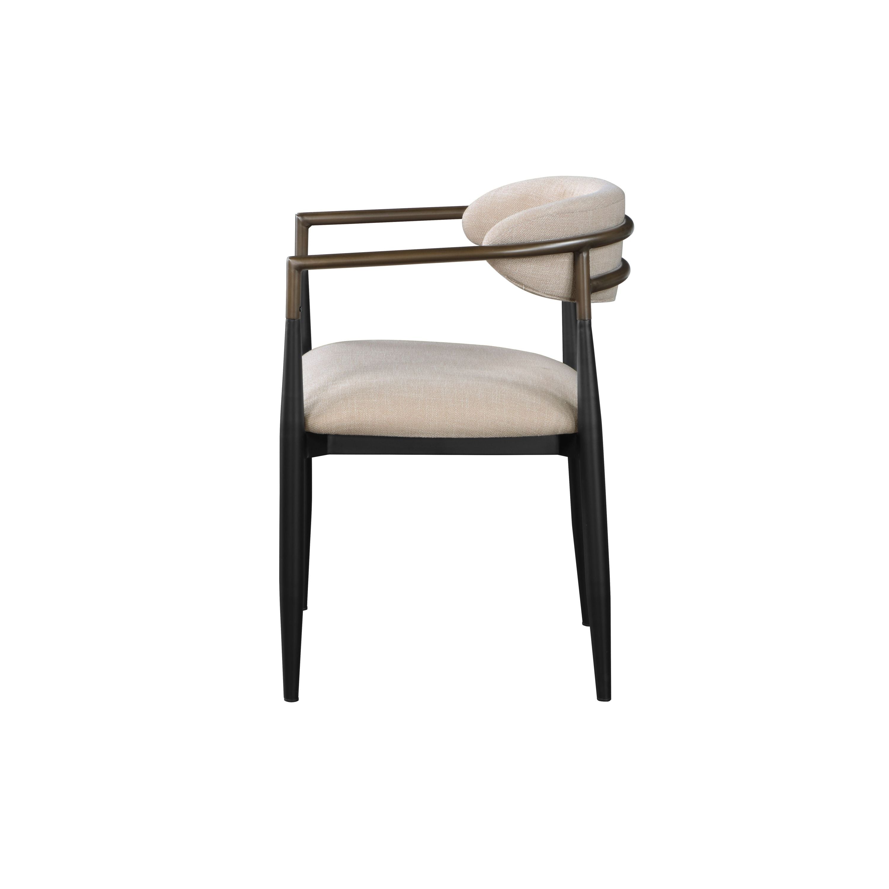 Set of 2 Beige and Black Armchair With Open Back-thumbmail-10