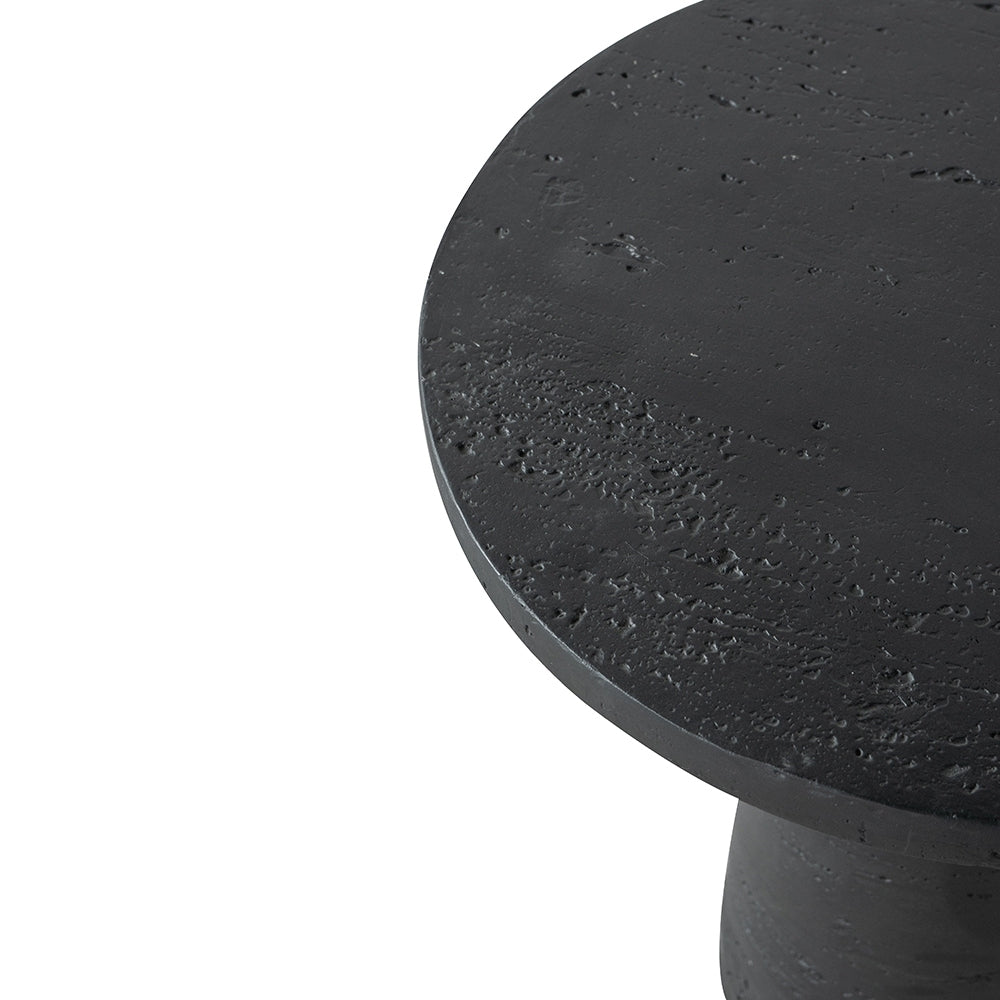 Black Round Side Table With Pedestal Base-thumbmail-3