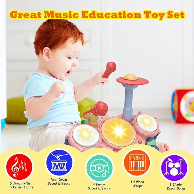 Contixo Musical Drum Toy Set for Babies, Learn Toy Age 2-8 Years-thumbmail-11