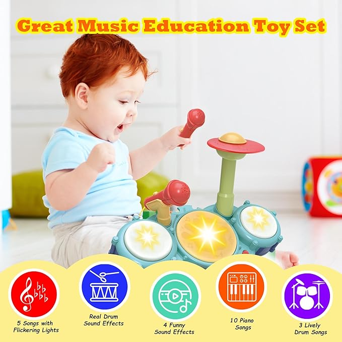 Contixo Musical Drum Toy Set for Babies, Learn Toy Age 2-8 Years-thumbmail-7