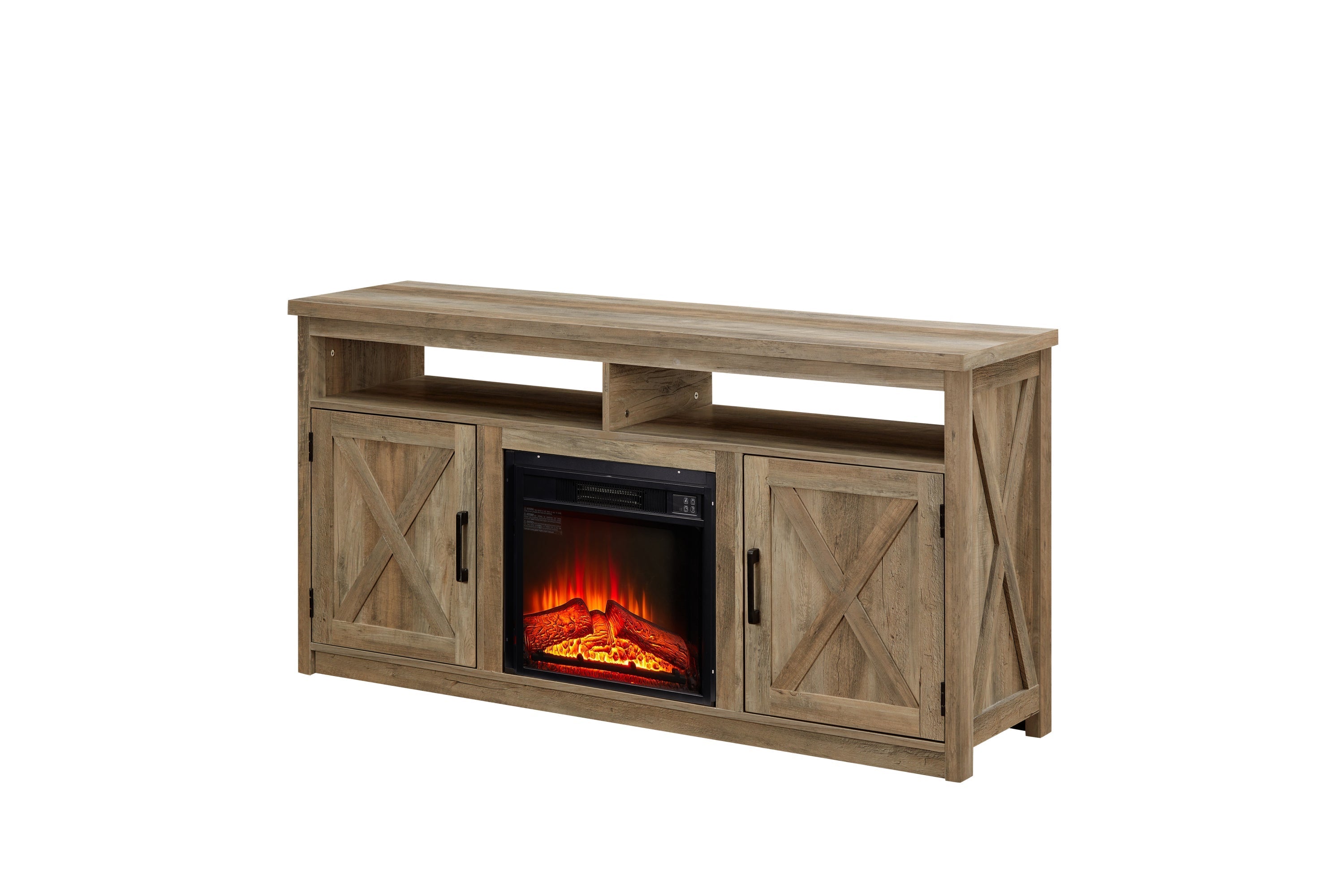 Farmhouse TV Media Stand, Large Barn Inspired Home Entertainment Console, With 18' Fireplace-thumbmail-10