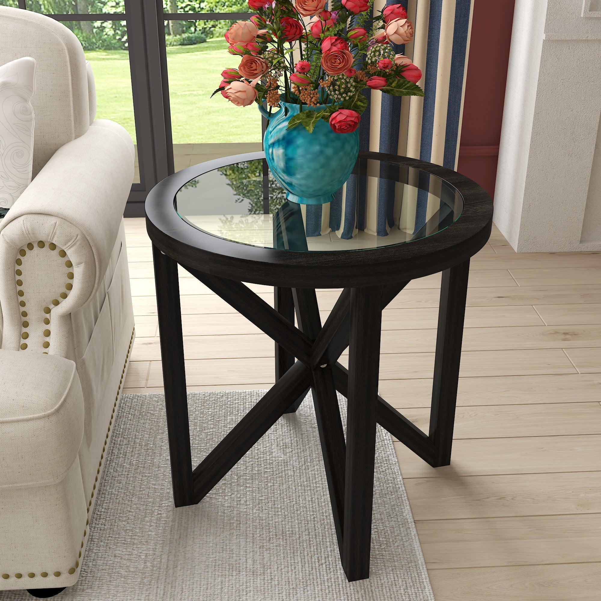 Modern Simple Tempered Glass Side Table-thumbmail-10