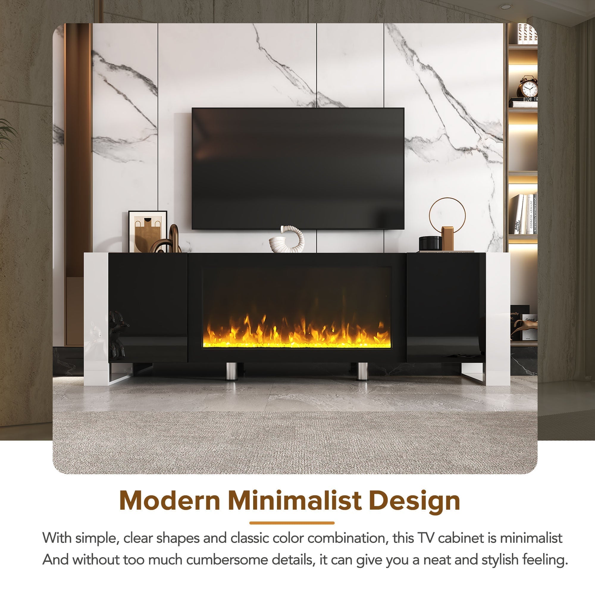 Modern TV Stand With 34.2' Non-Heating Electric Fireplace-thumbmail-5