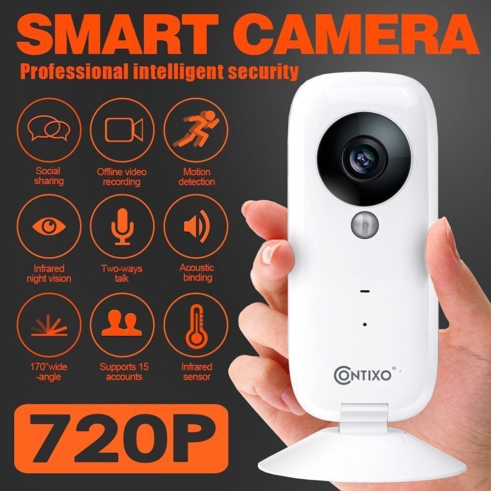 Contixo 720P HD Wi-Fi Wireless Smart Home Video Security Camera With Two-Way Audio and Night Vision(3 Pack, White)-thumbmail-2