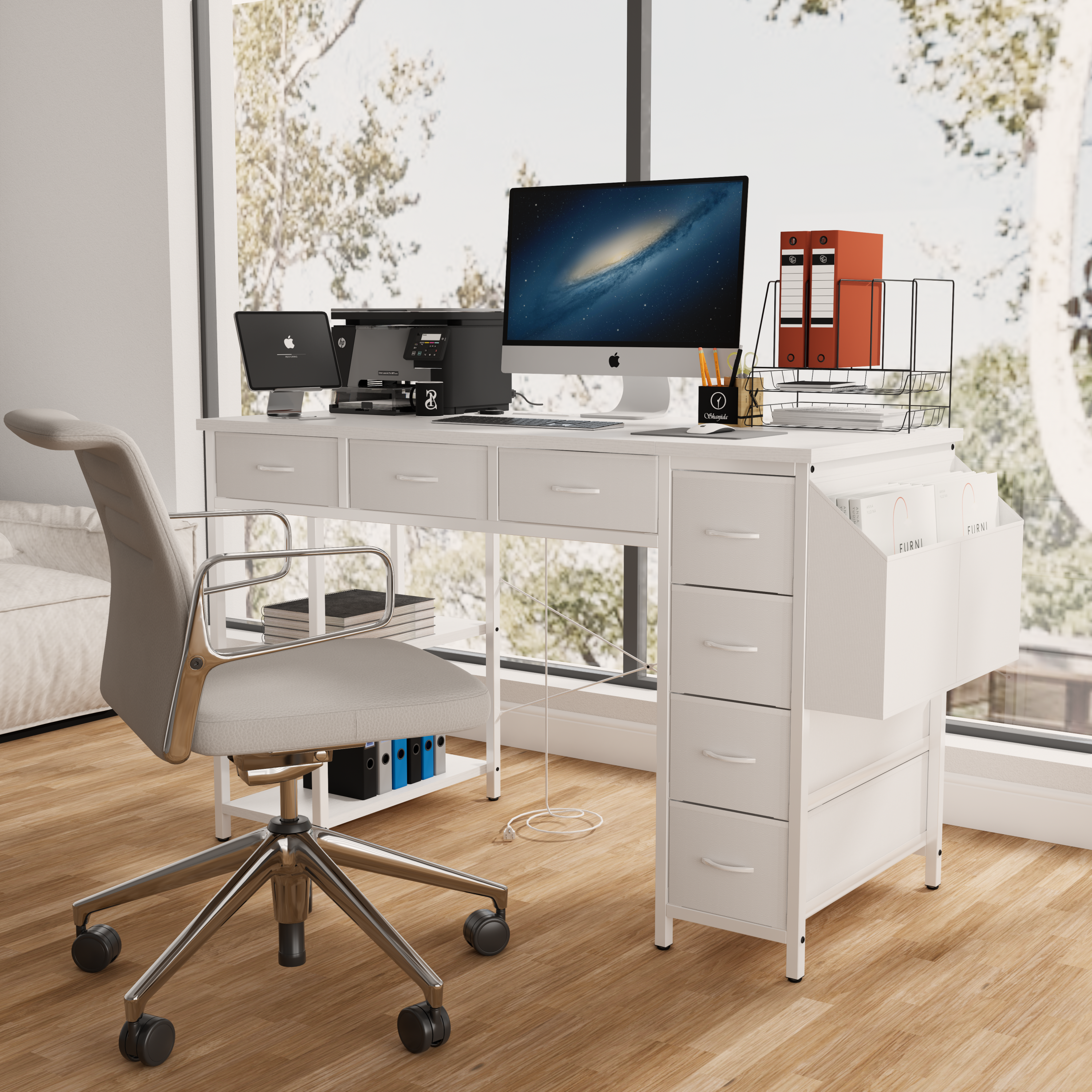 47' Computer Desk With Power Outlet-thumbmail-2