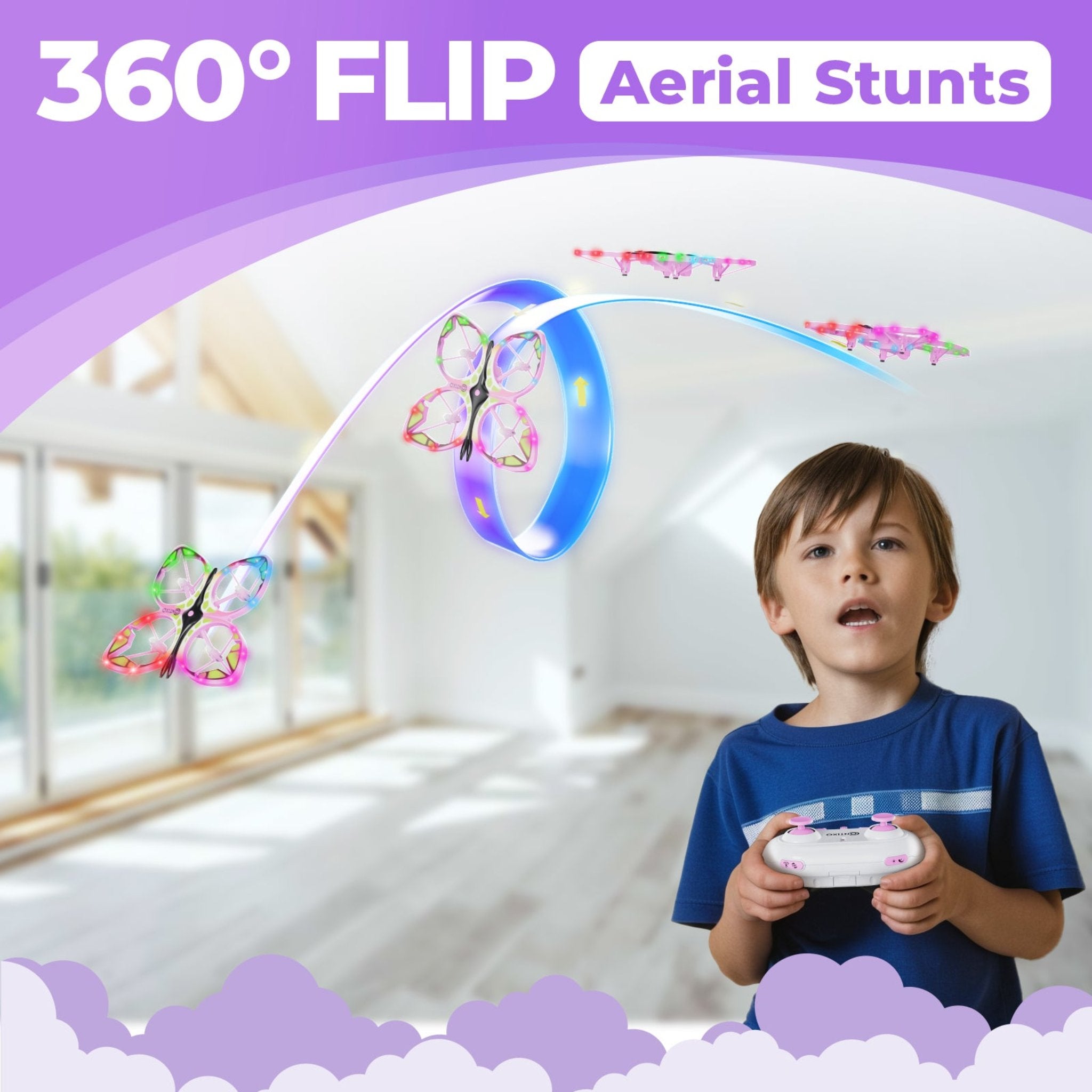 Contixo TD2 Butterfly Kids Drone - LED Lights, 360- Stunts, 14-thumbmail-5