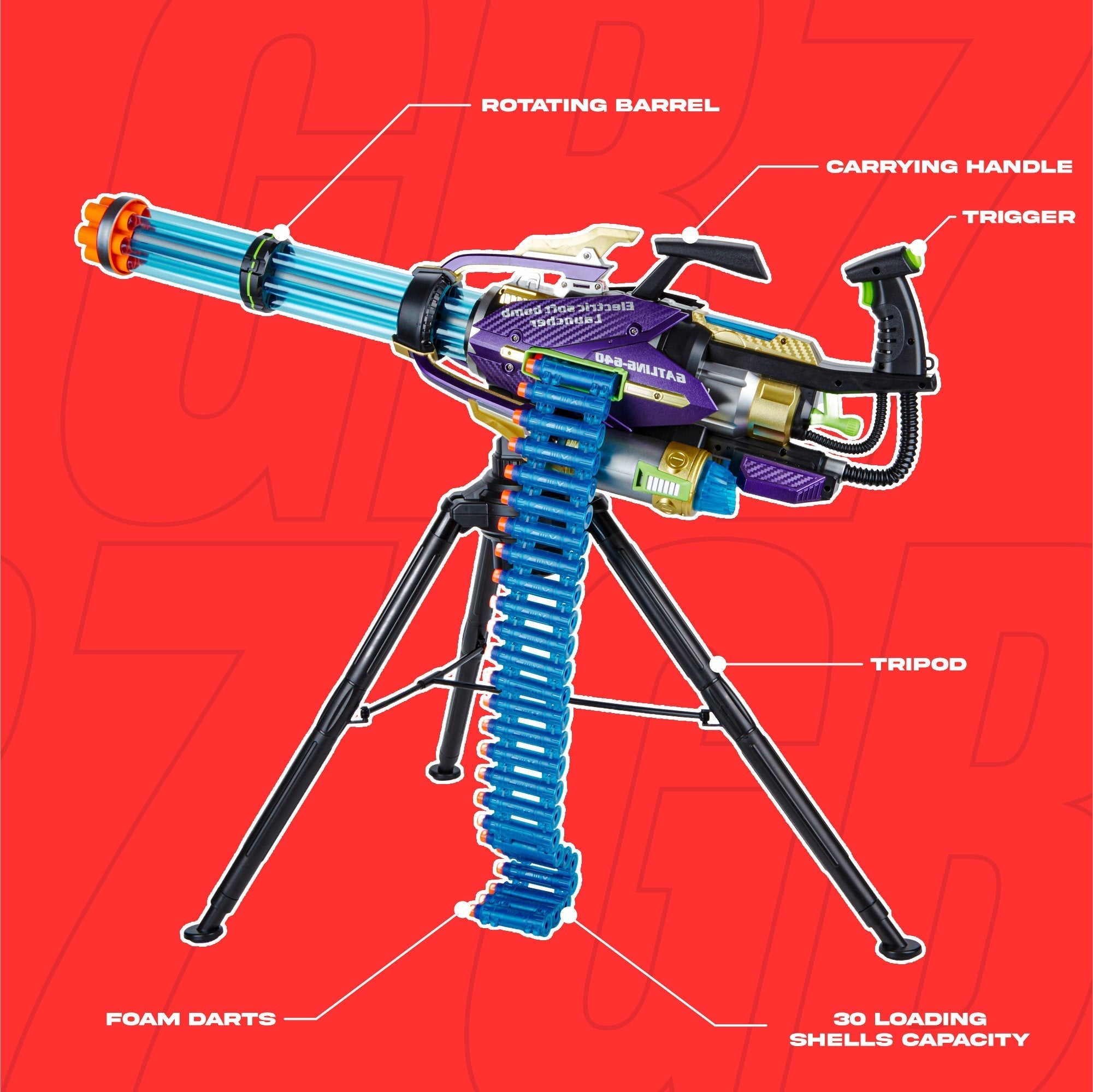 Contixo Electric Foam Dart Blaster - Gatling Style Toy Gun for Kids, Safe Soft Foam Darts, High-Speed Rotating Barrel, Ideal Gift for Action Play-thumbmail-5