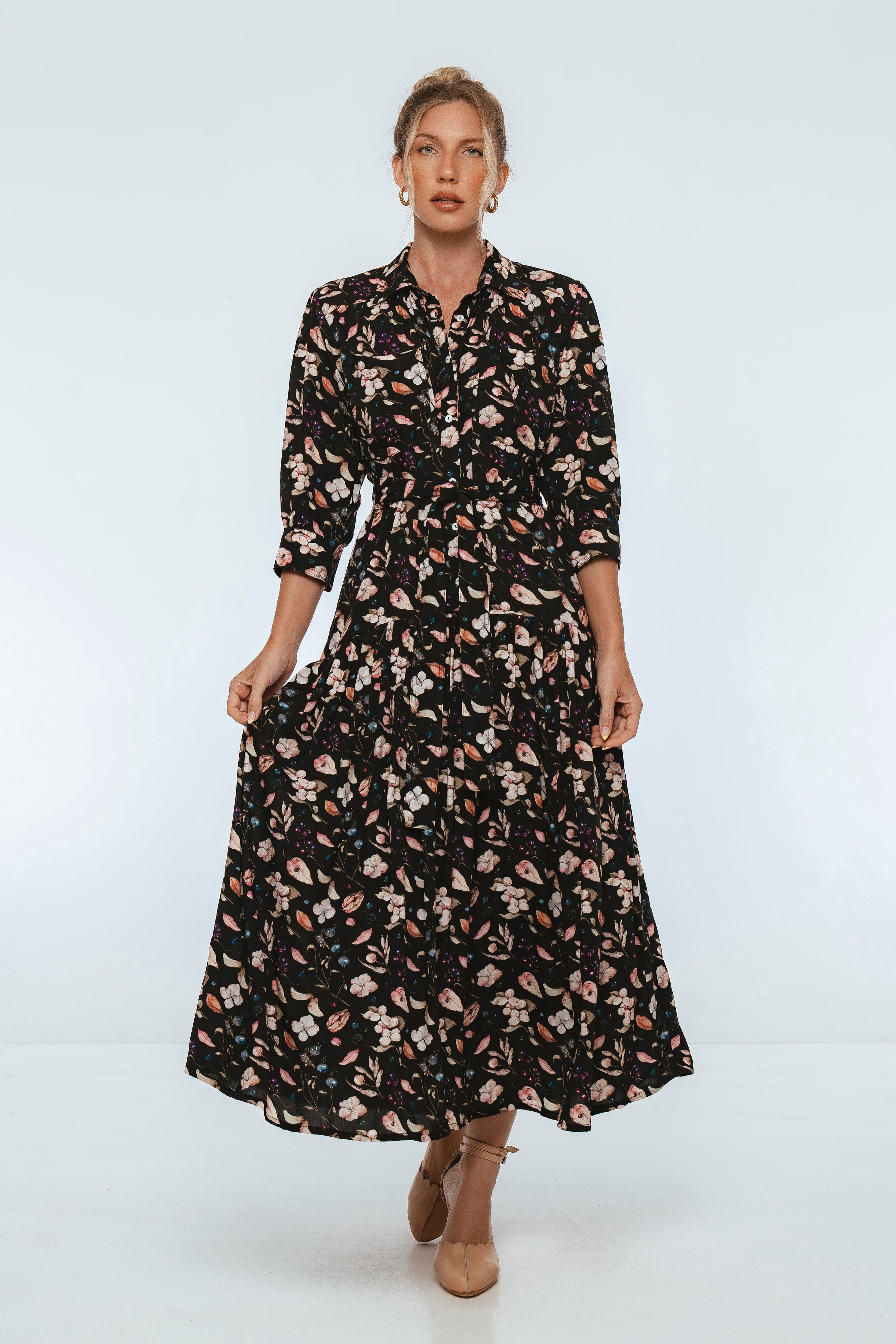 Colette Long Sleeve Shirt Dress-thumbmail-8