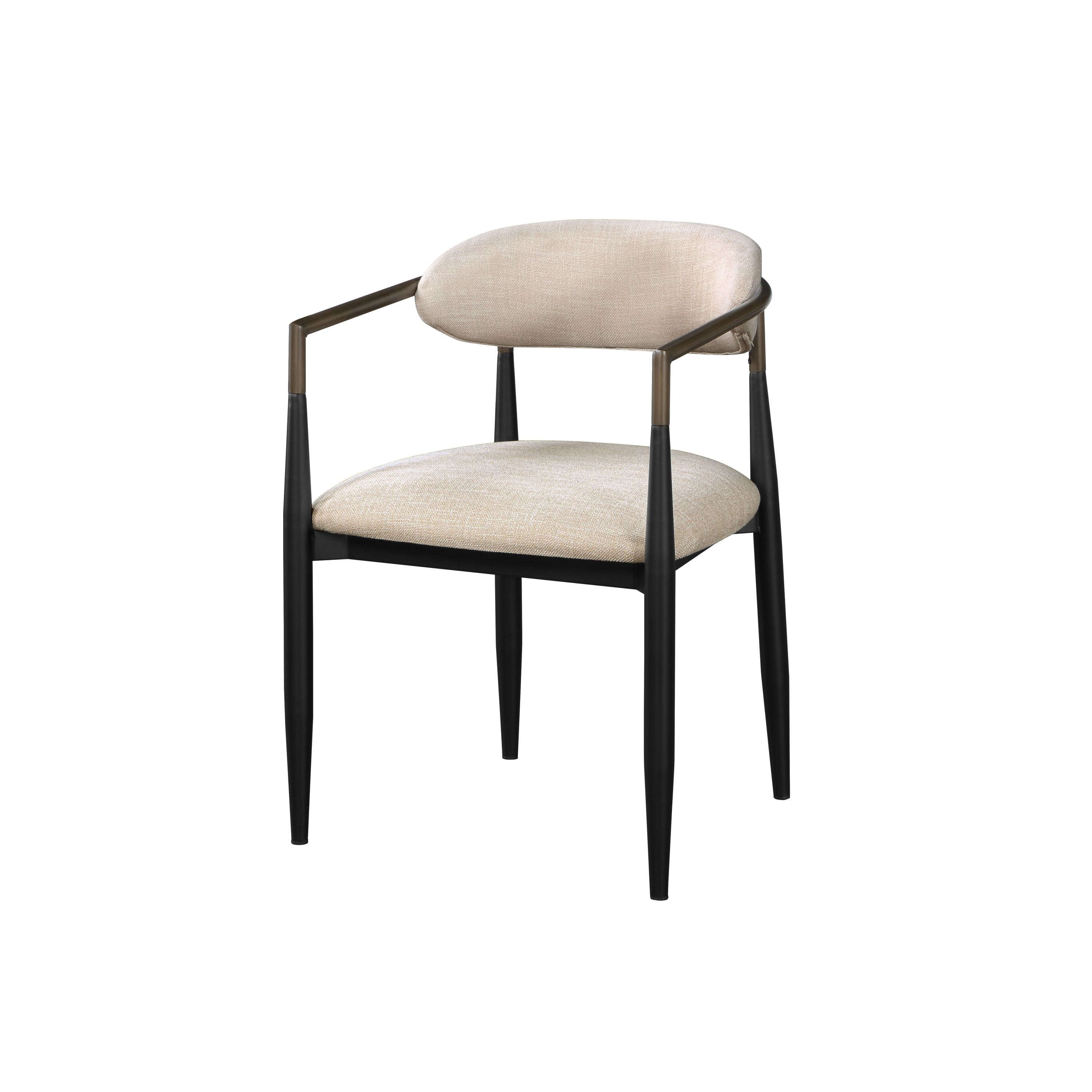 Set of 2 Beige and Black Armchair With Open Back-thumbmail-4
