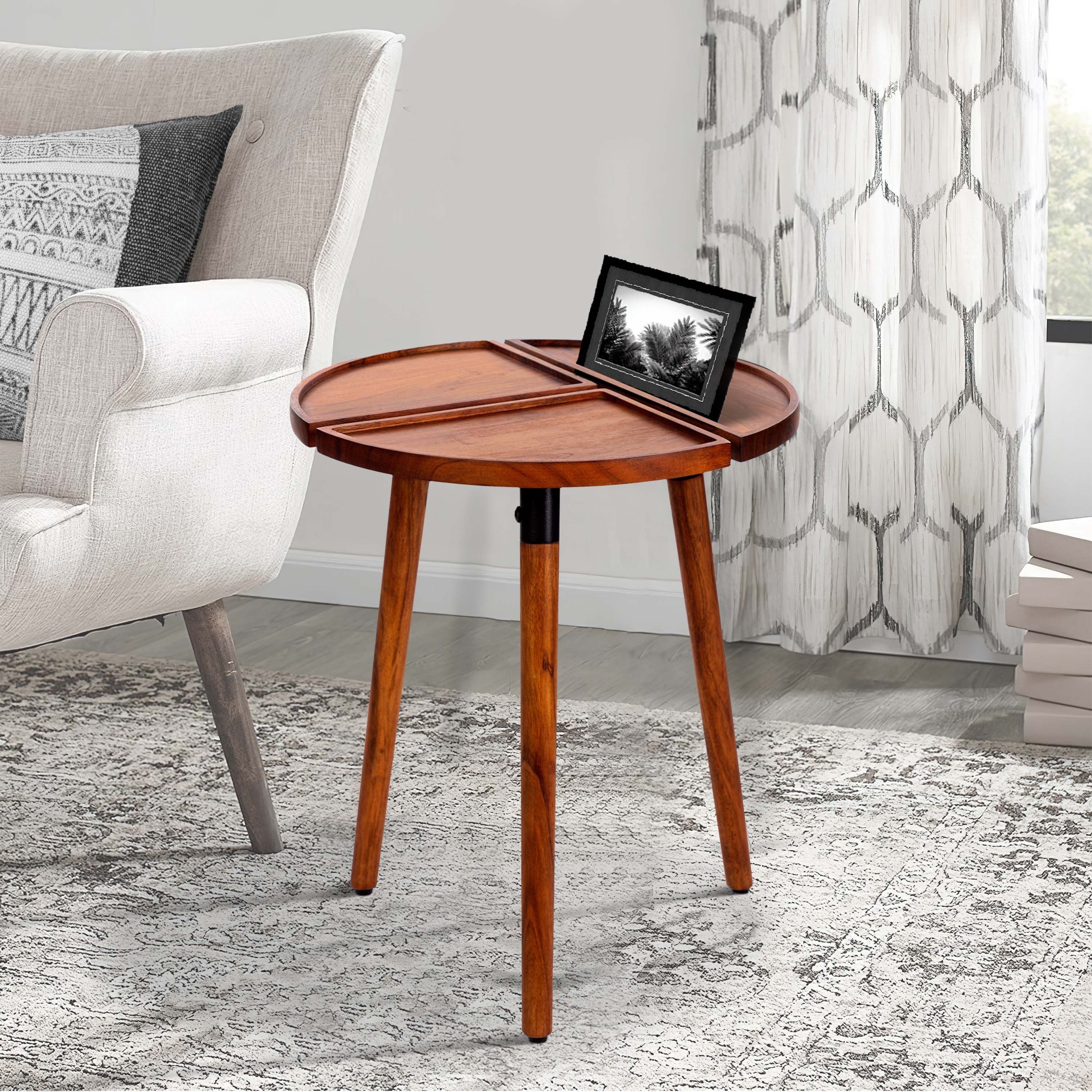 Round Acacia Wood Side Accent Table-thumbmail-6