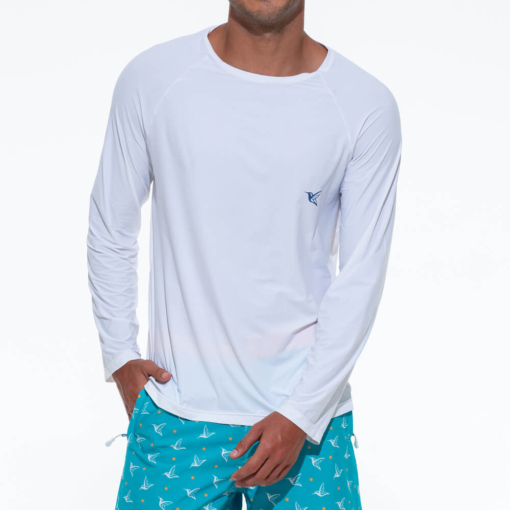 Ultralight UPF Activity Shirt | Mens Long-Sleeve UV Sun Protection | White-thumbmail-3