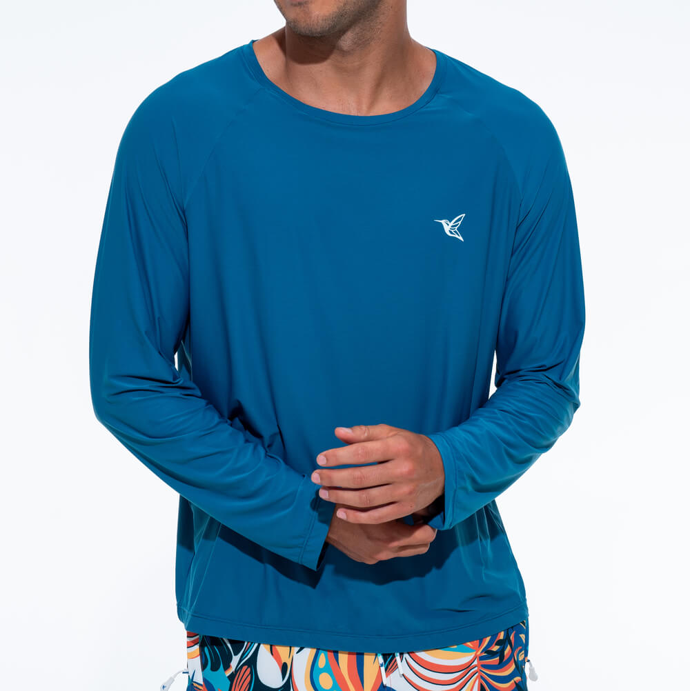 Ultralight UPF Activity Shirt | Mens Long-Sleeve UV Sun Protection | Deep Ocean-thumbmail-1