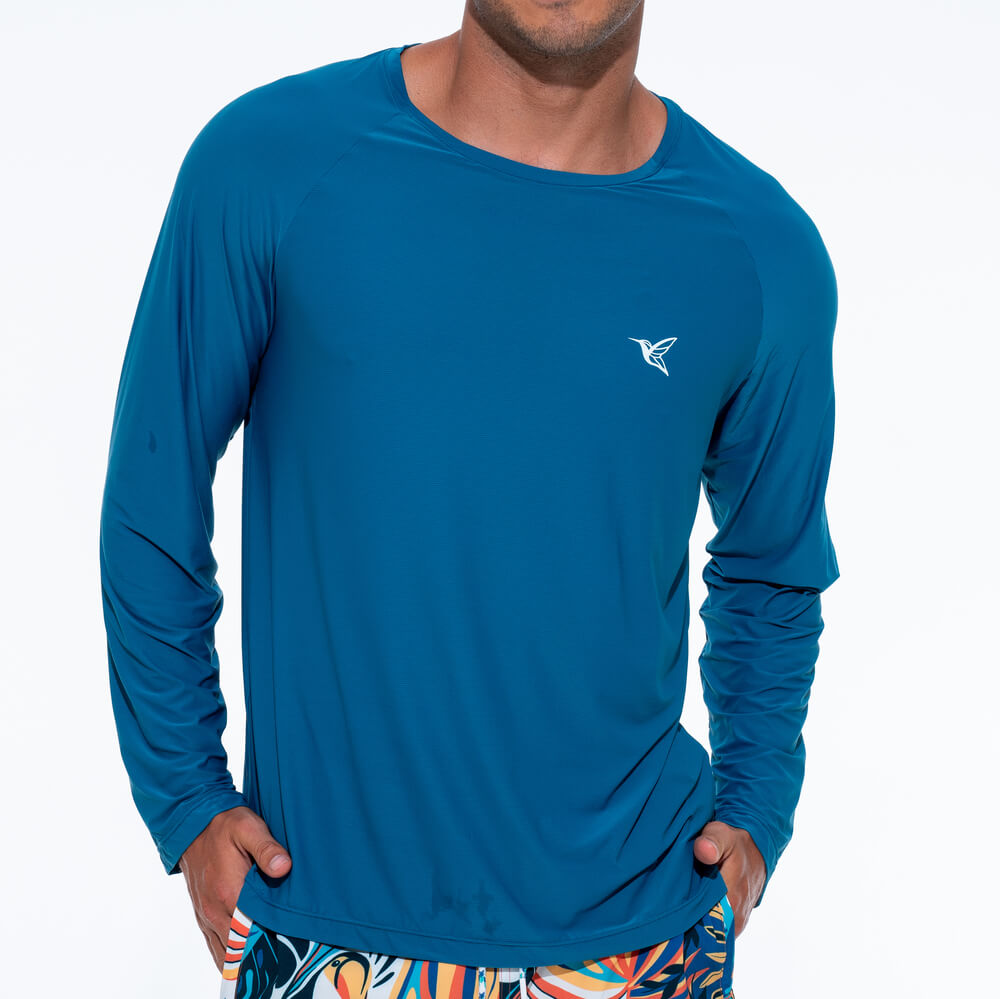 Ultralight UPF Activity Shirt | Mens Long-Sleeve UV Sun Protection | Deep Ocean-thumbmail-3