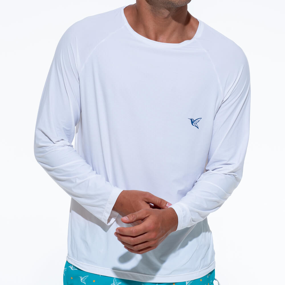 Ultralight UPF Activity Shirt | Mens Long-Sleeve UV Sun Protection | White-thumbmail-1