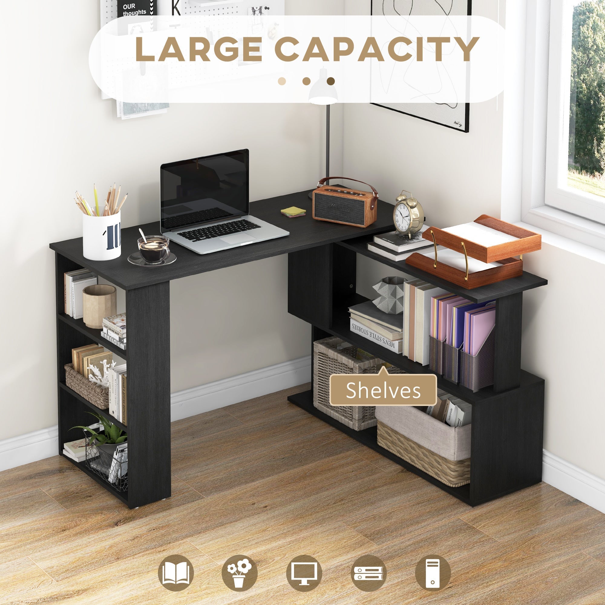 L Shaped 360 Degree Rotating Corner Desk-thumbmail-6