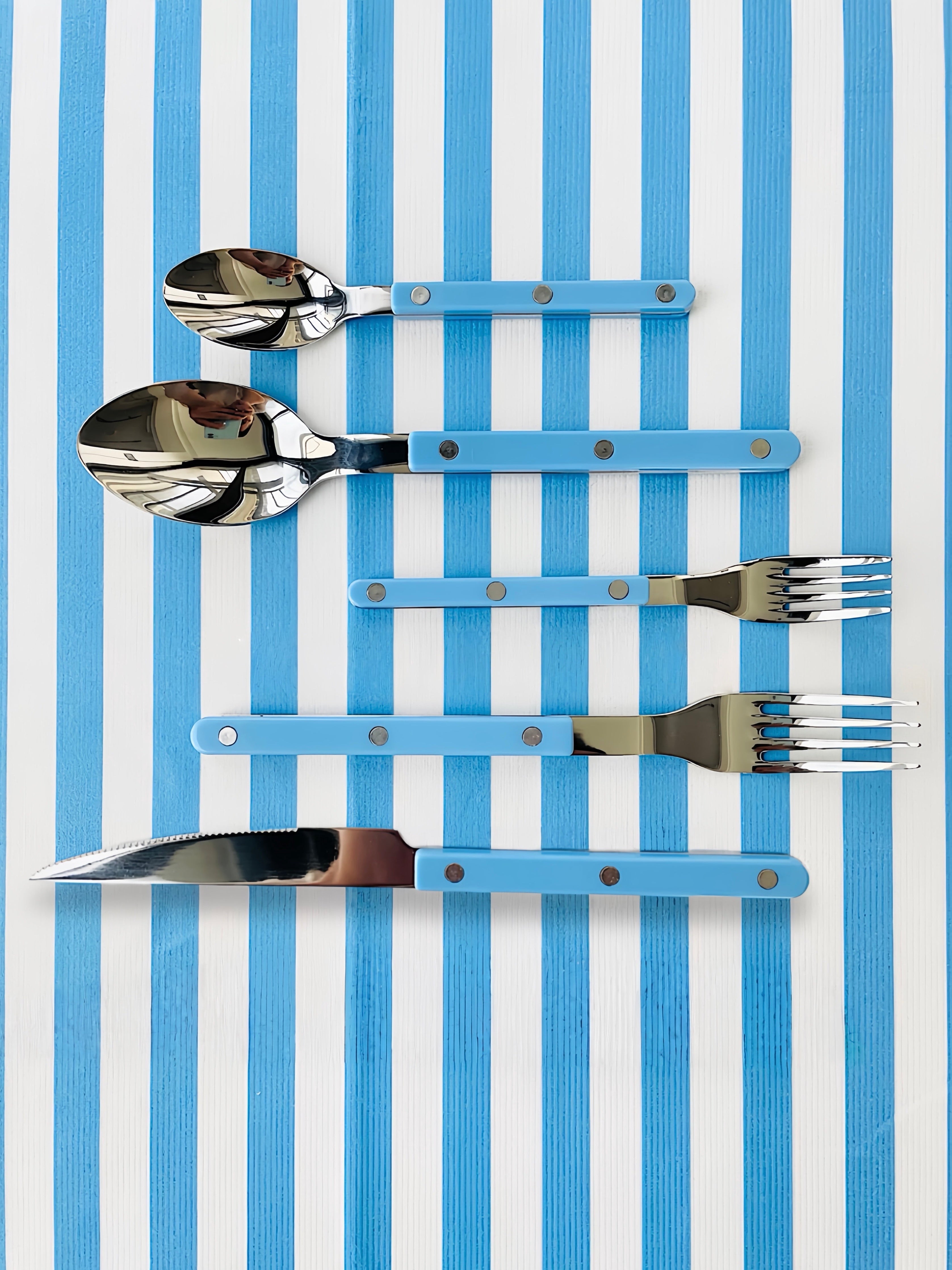 Set of 10 Dopamine Stainless Steel Rivet Flatware, Contemporary Bistrot Style Cutlery-thumbmail-2
