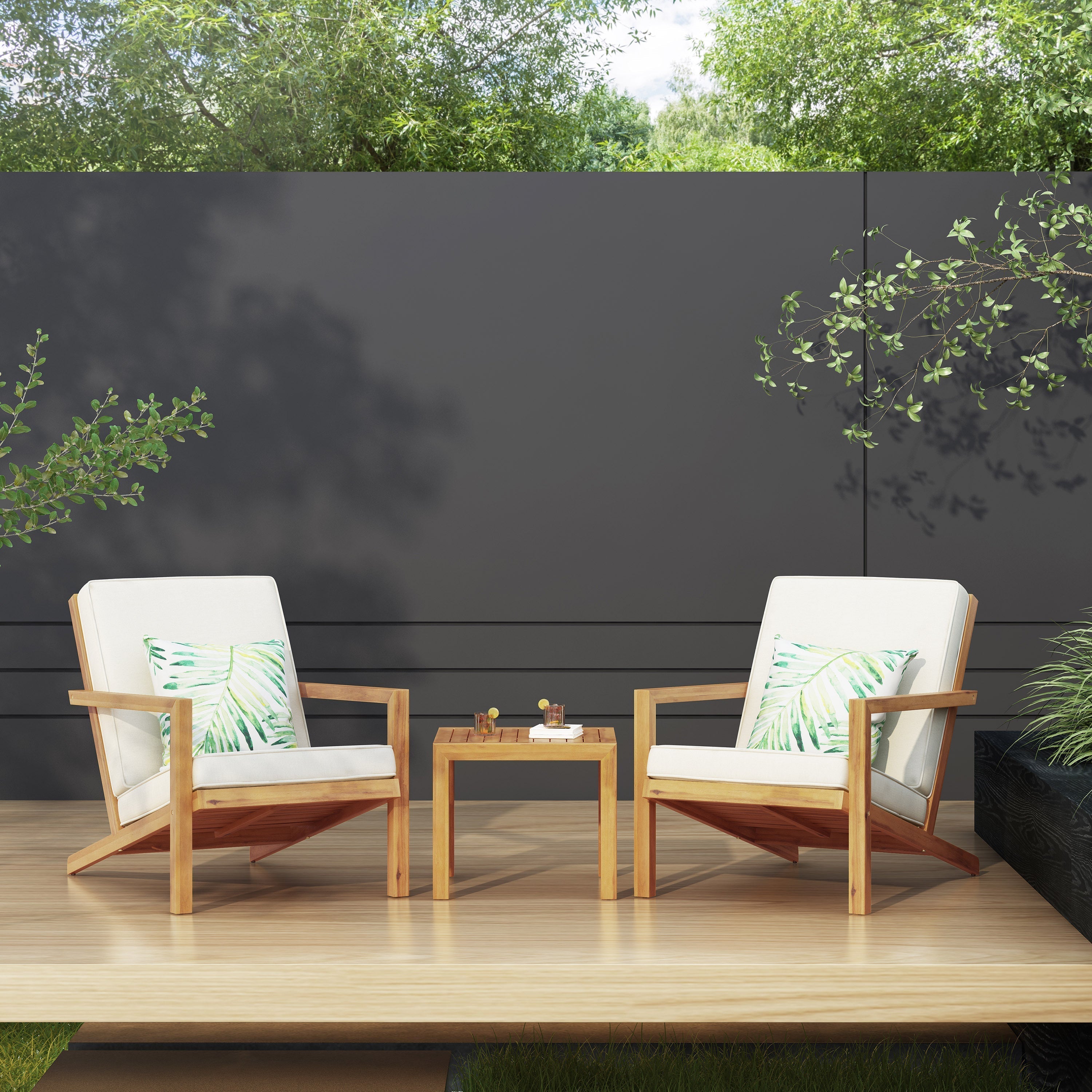 3 Pieces Acacia Wood Outdoor Minimalist Set-thumbmail-5