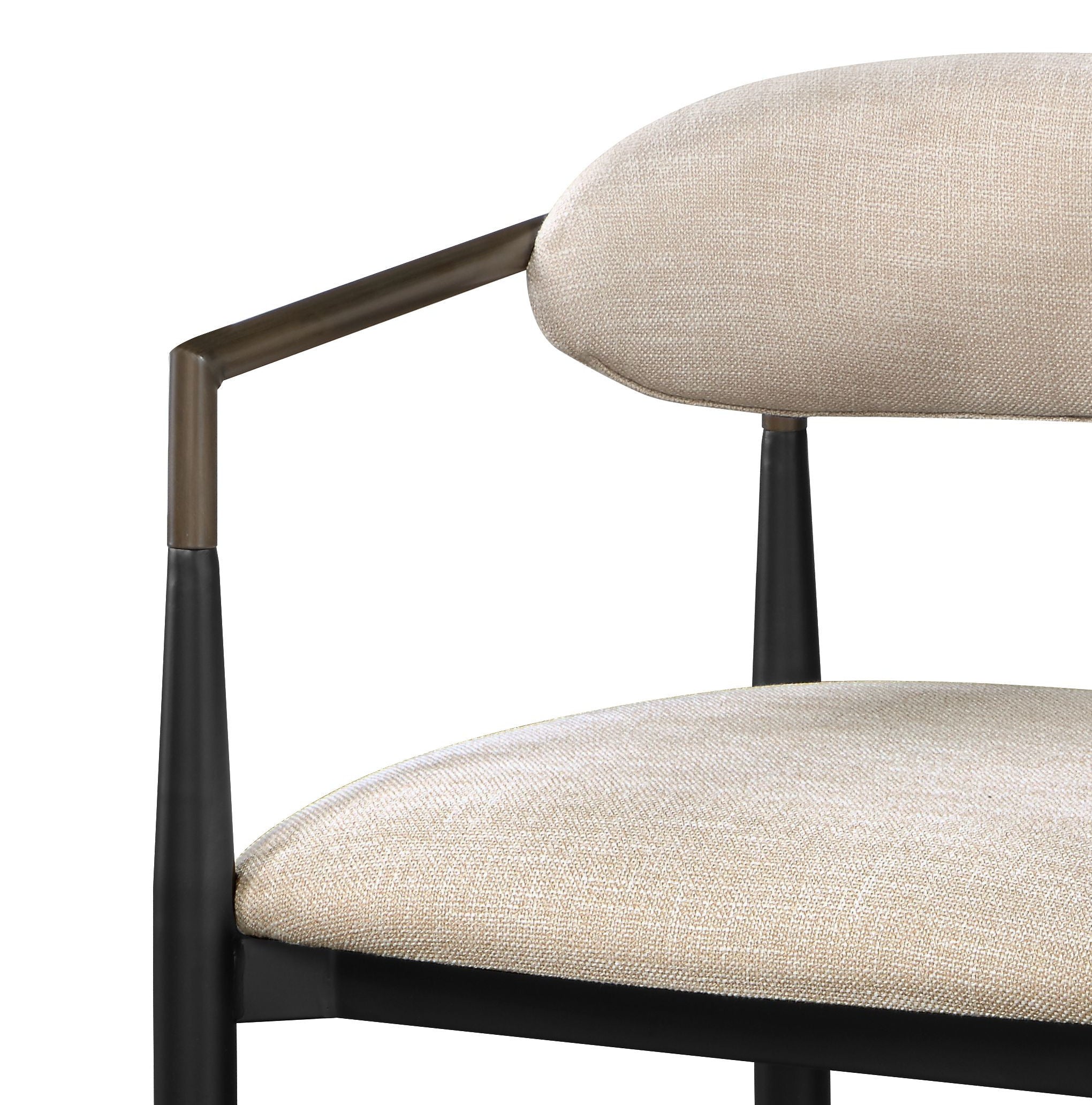 Set of 2 Beige and Black Armchair With Open Back-thumbmail-2