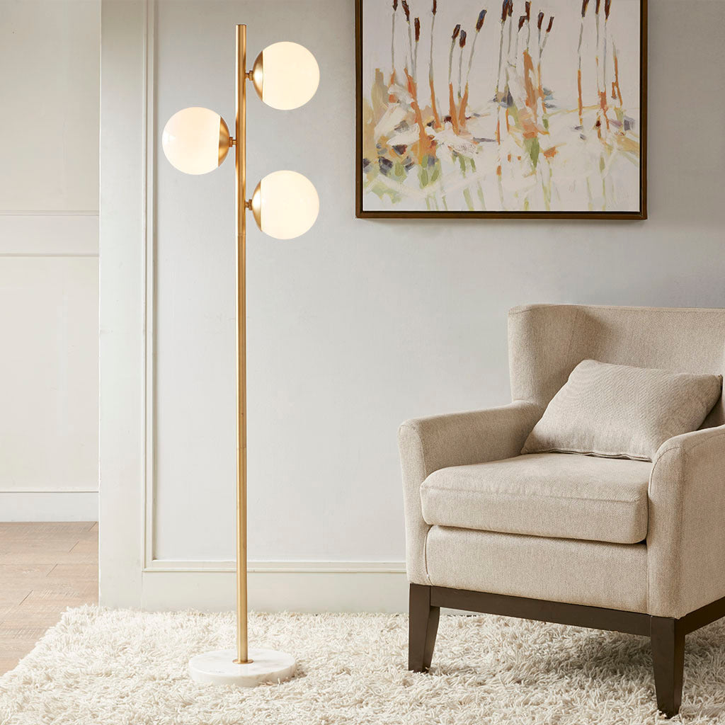 3-Globe Light Floor Lamp With Marble Base-thumbmail-3