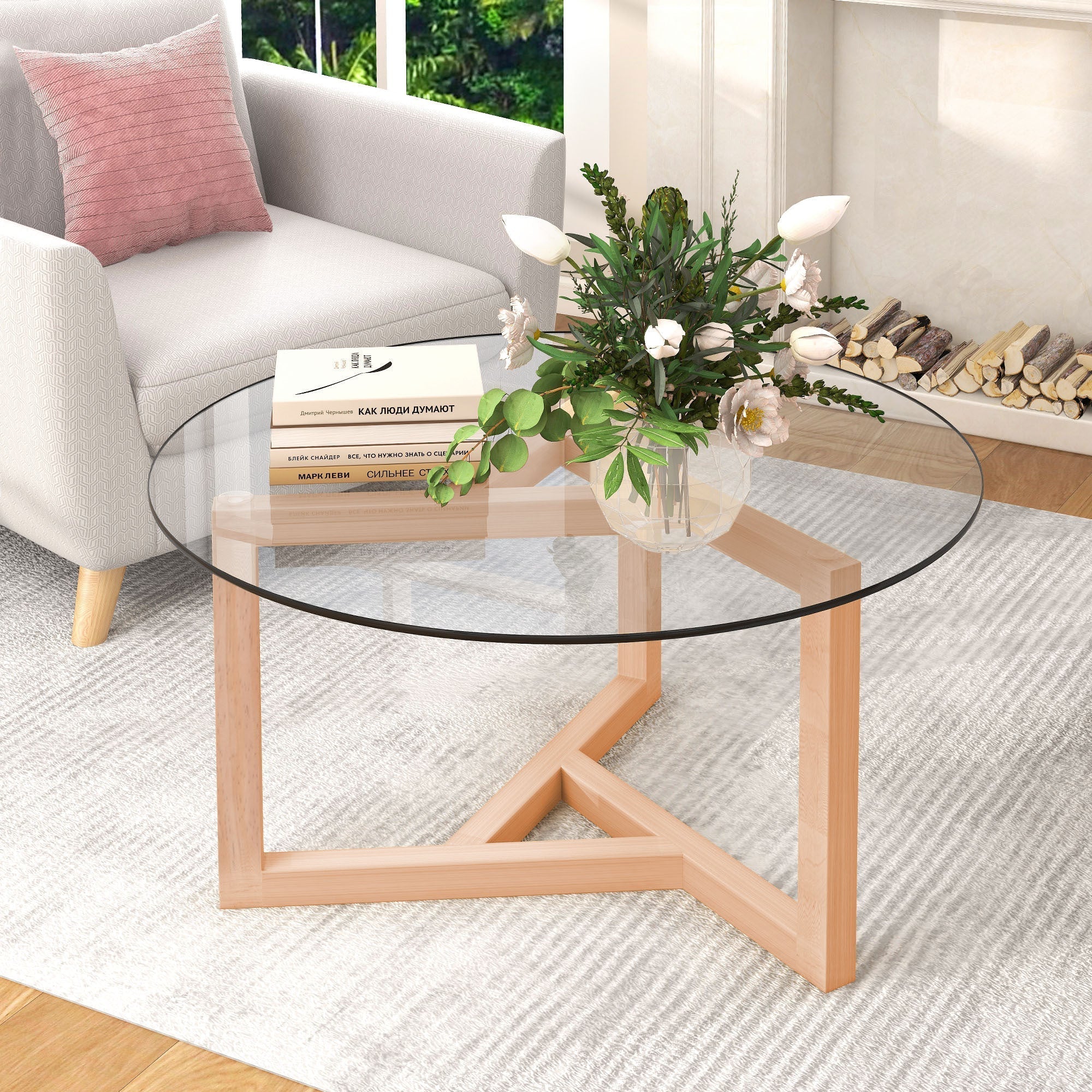 Round Glass Modern Coffee Table-thumbmail-2
