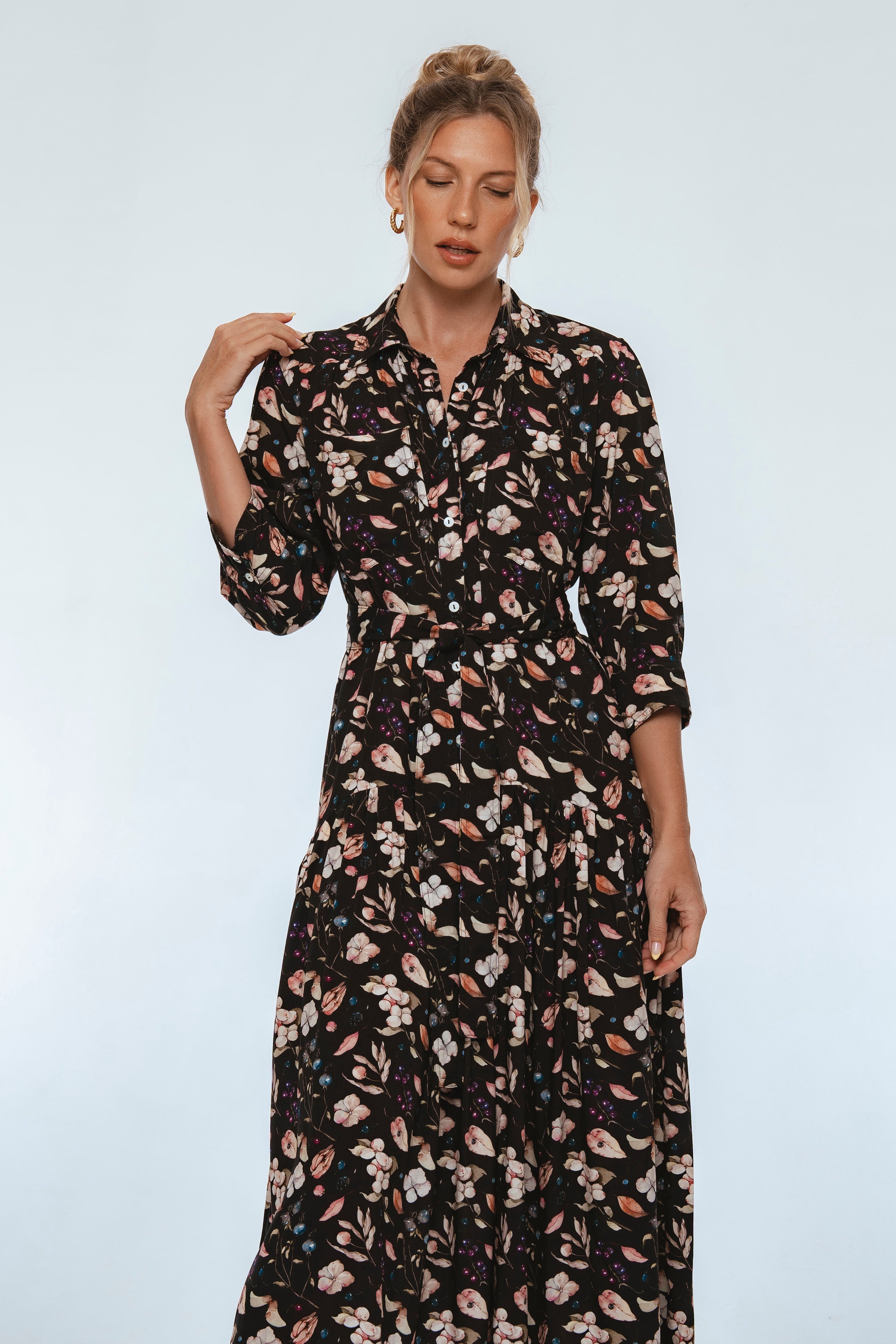 Colette Long Sleeve Shirt Dress-thumbmail-5