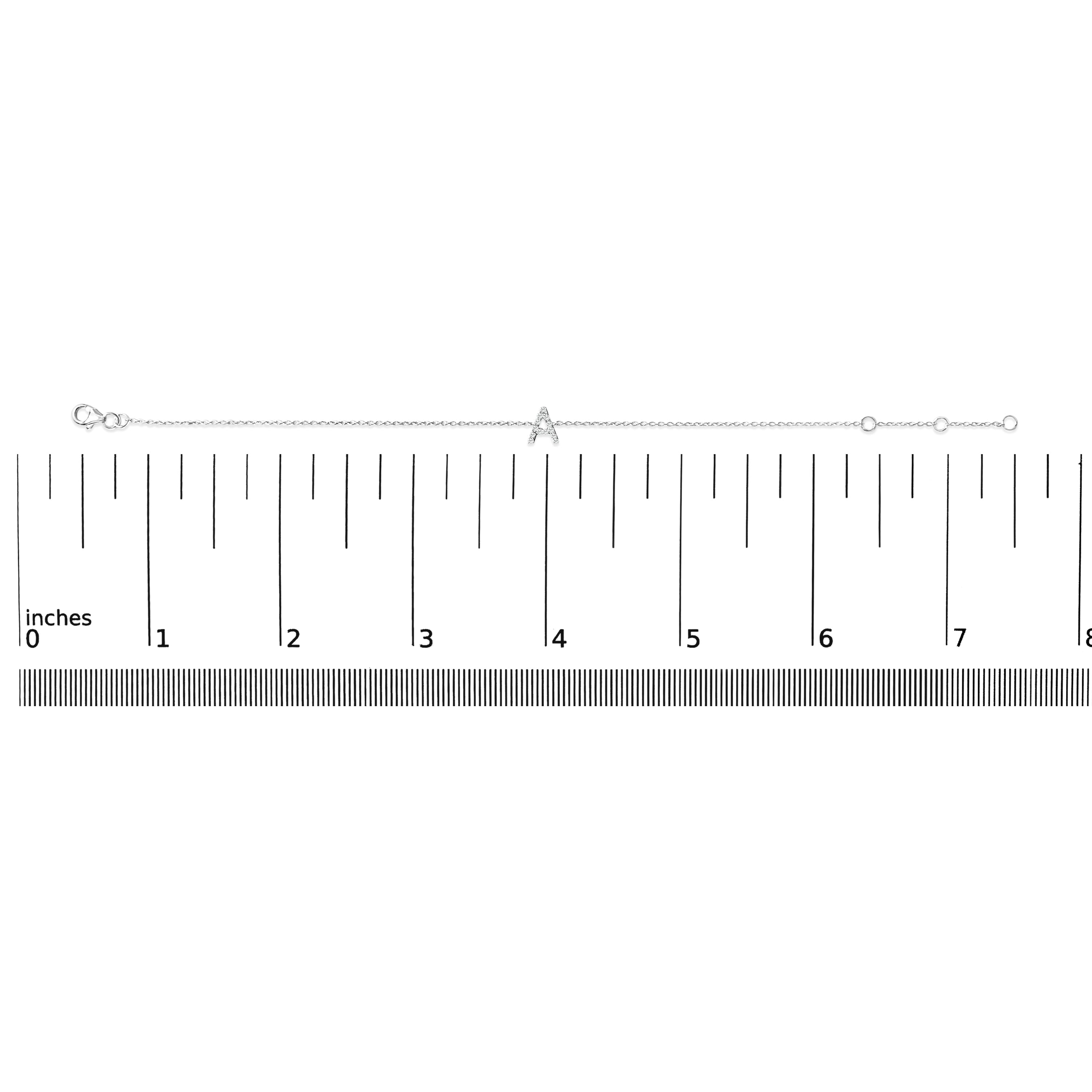 10K White Gold Diamond Accent "A" Initial Charm and Link Bracelet-thumbmail-2