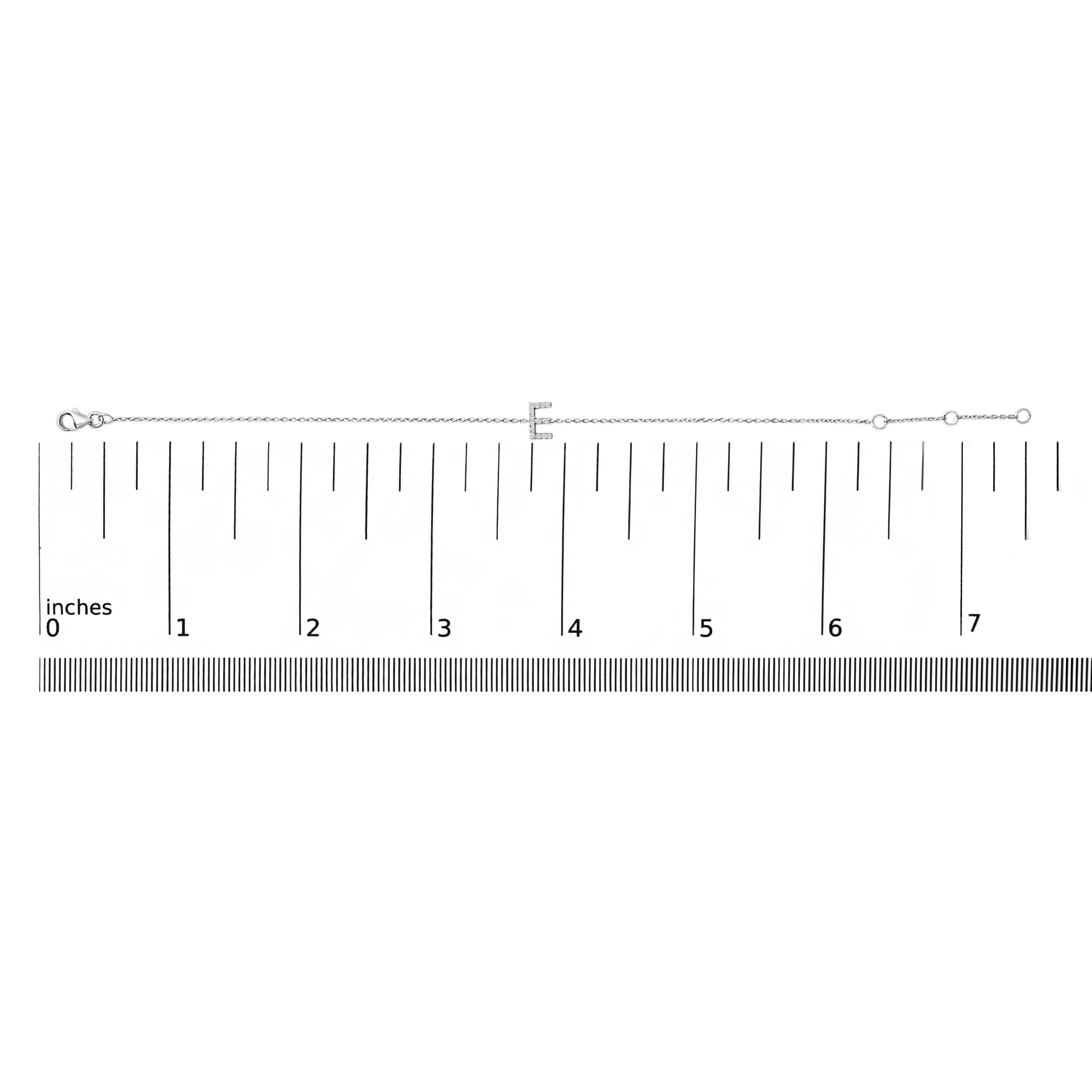 10K White Gold Diamond Accent "E" Initial Charm and Link Bracelet-thumbmail-6