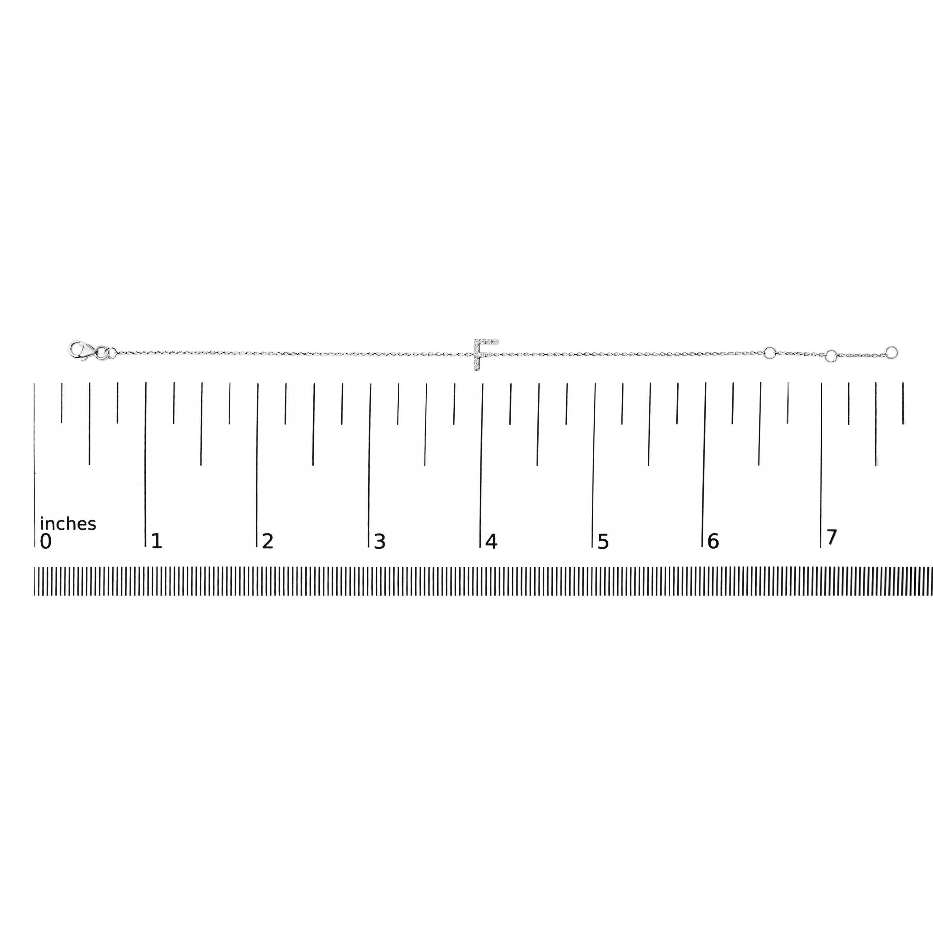 10K White Gold Diamond Accent "F" Initial Charm and Link Bracelet-thumbmail-5