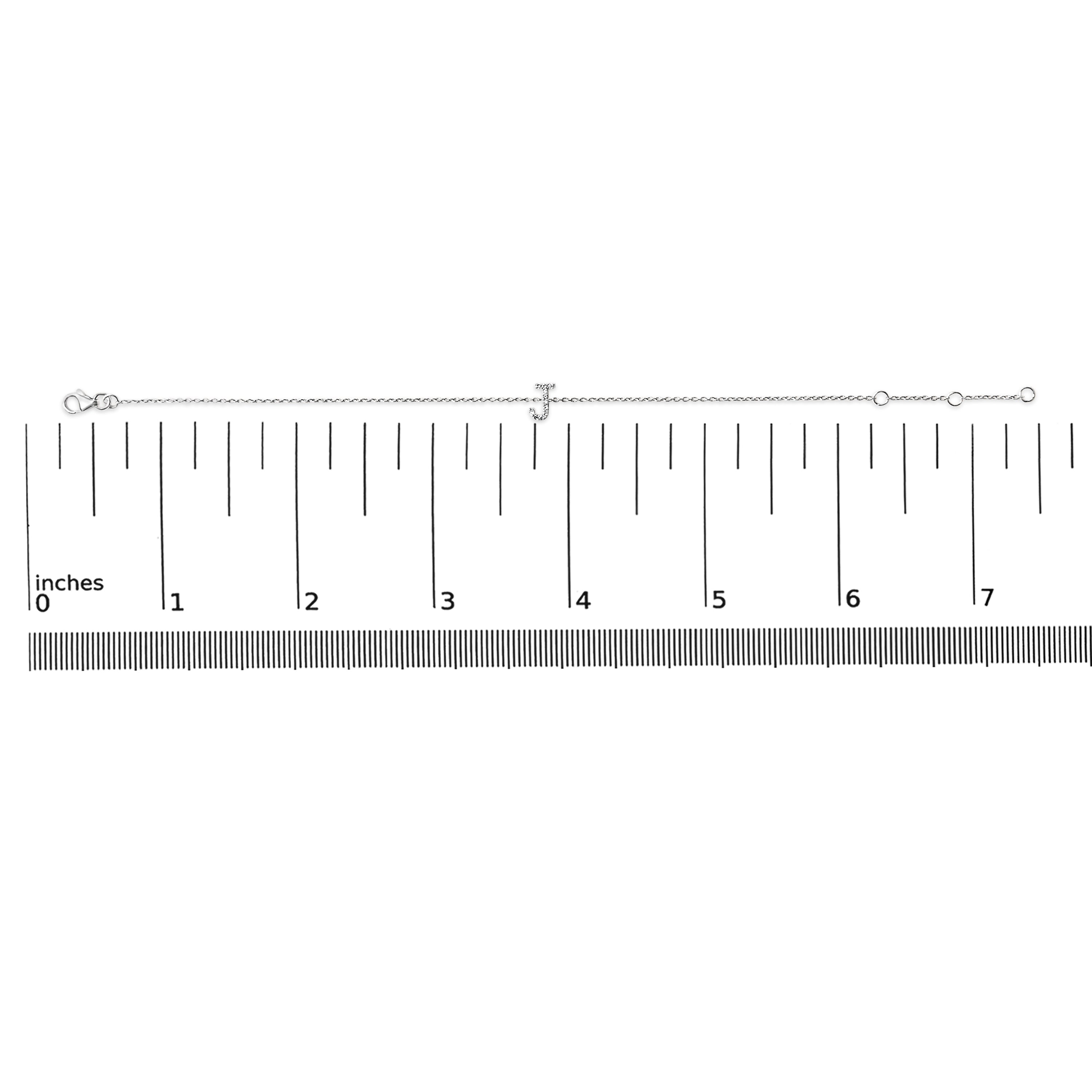 10K White Gold Diamond Accent "J" Initial Charm and Link Bracelet-thumbmail-2