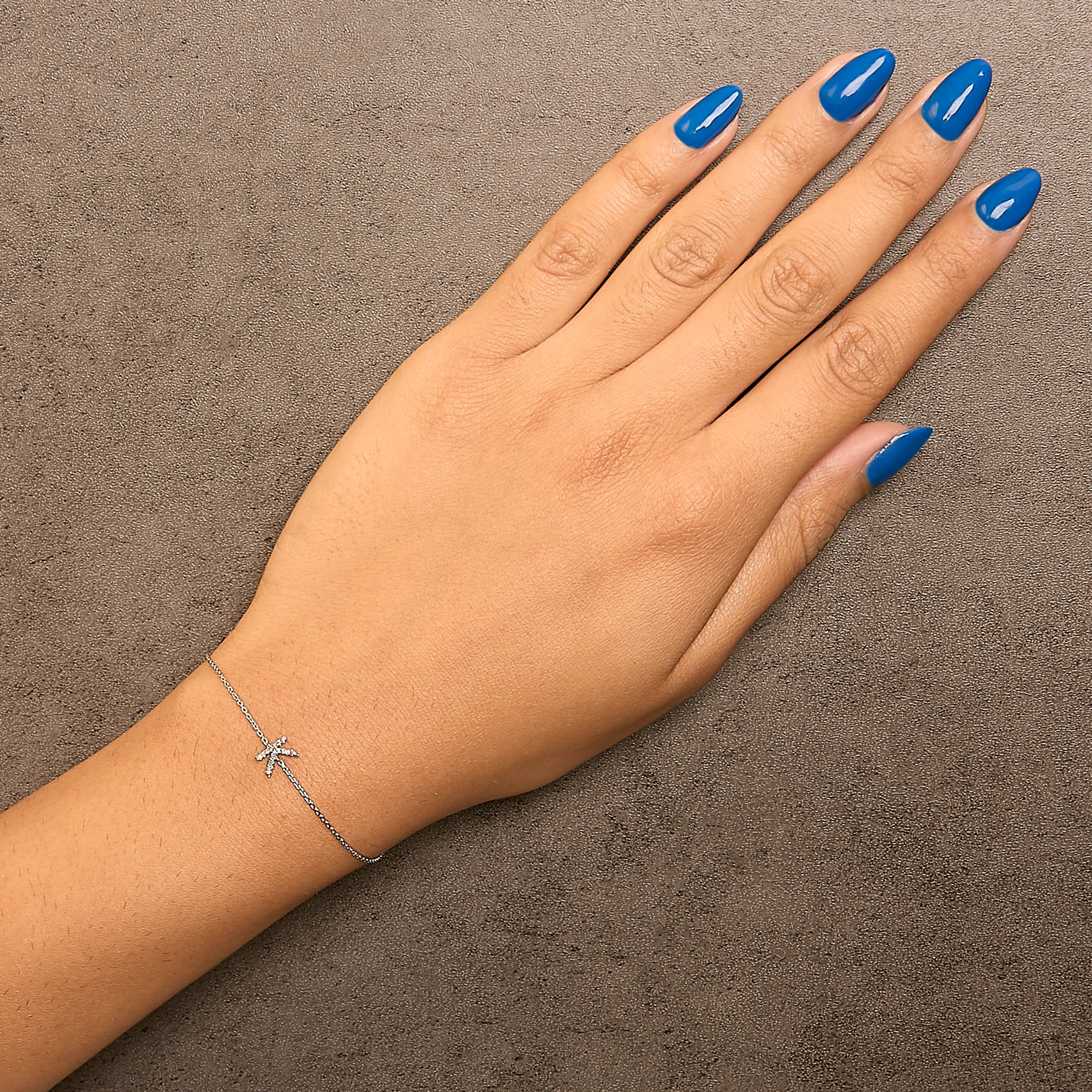 10K White Gold Diamond Accent "K" Initial Charm and Link Bracelet-thumbmail-1