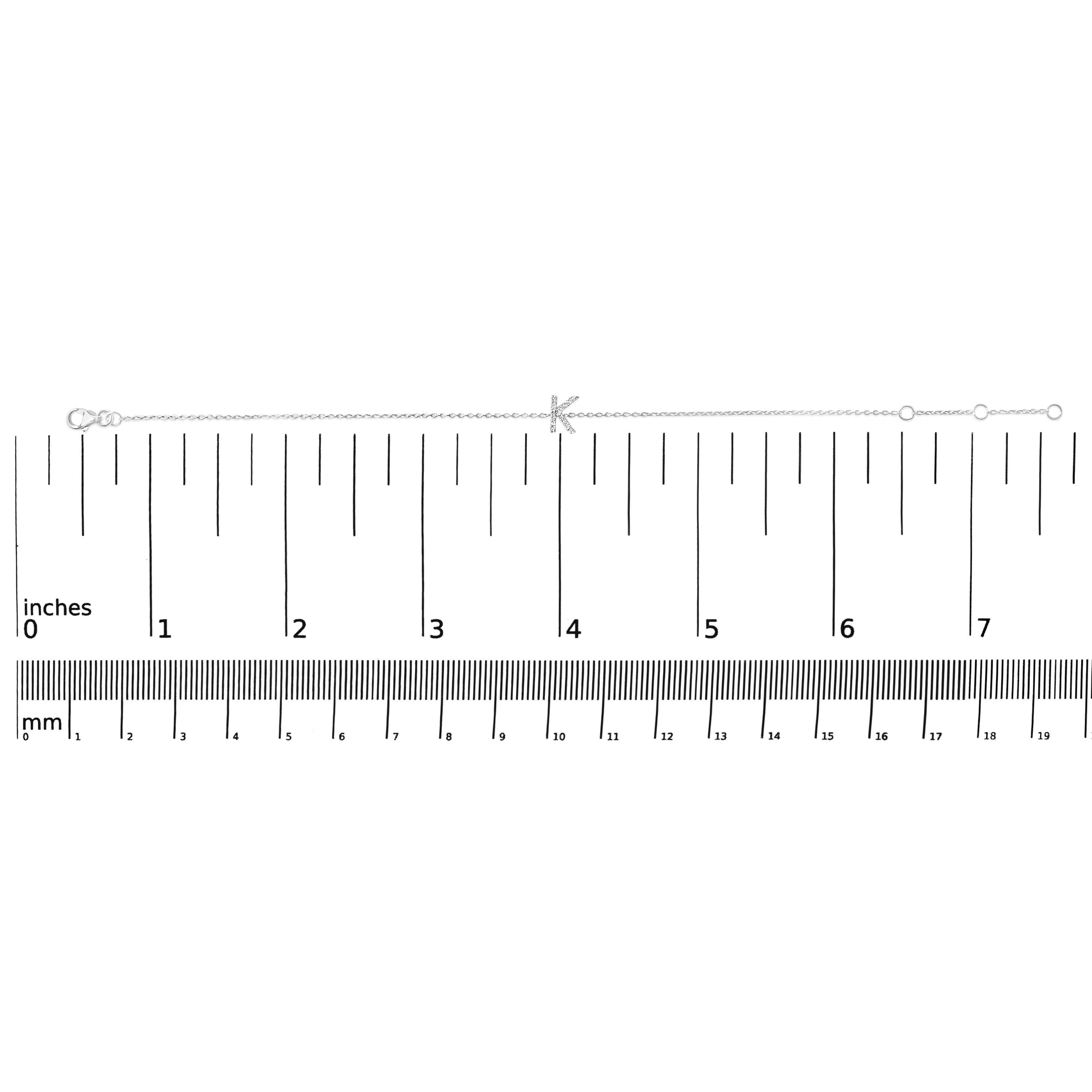 10K White Gold Diamond Accent "K" Initial Charm and Link Bracelet-thumbmail-2