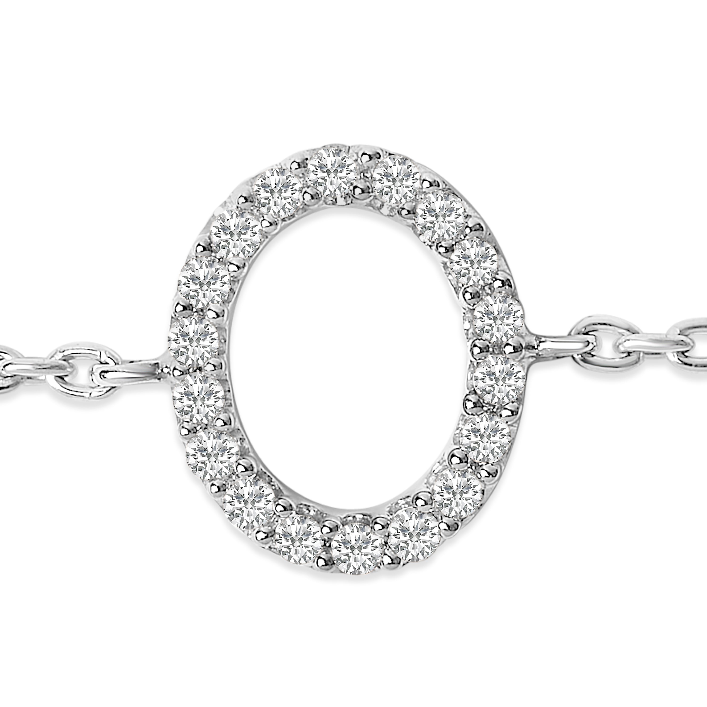 10K White Gold Diamond Accent "O" Initial Charm and Link Bracelet-thumbmail-2