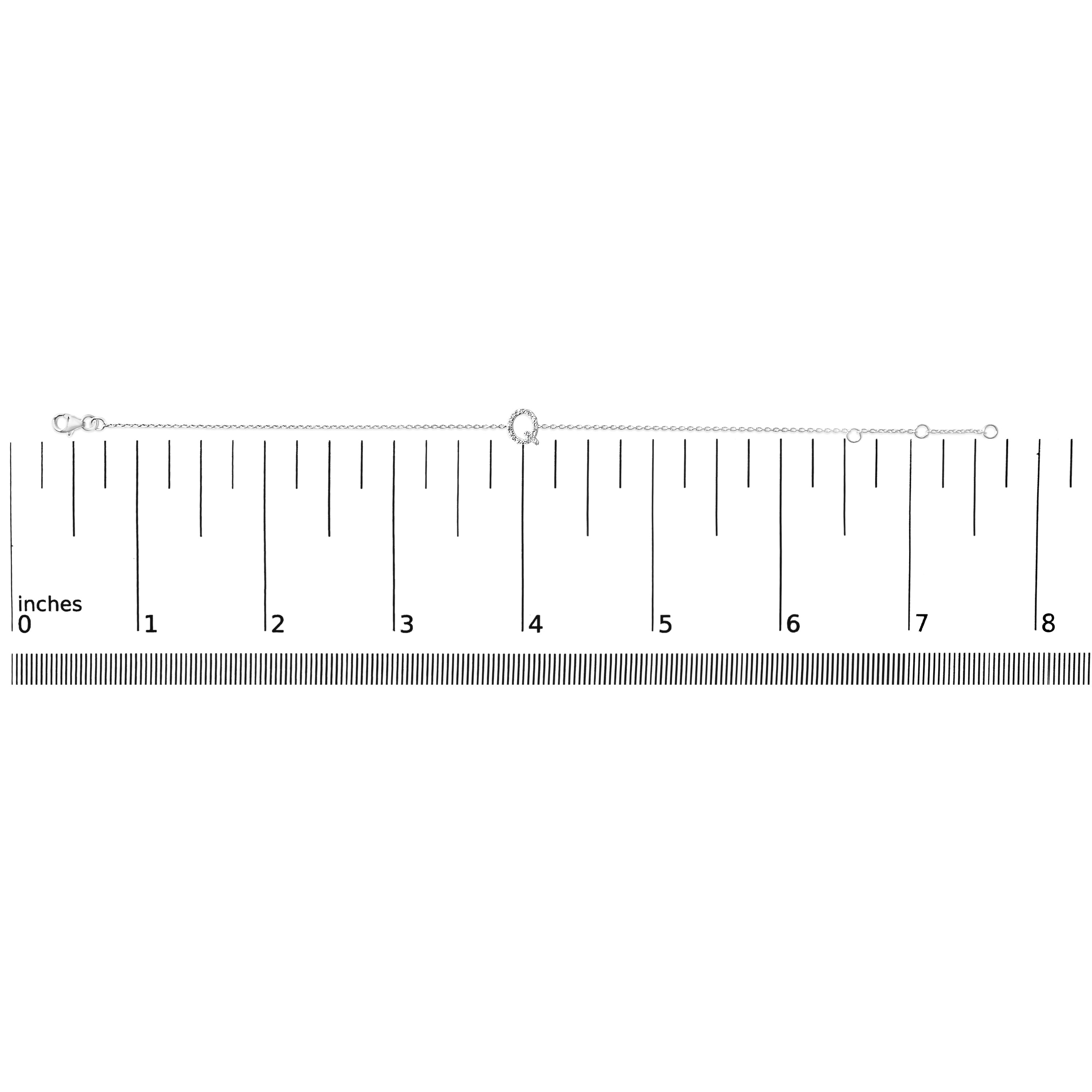 10K White Gold Diamond Accent "Q" Initial Charm and Link Bracelet