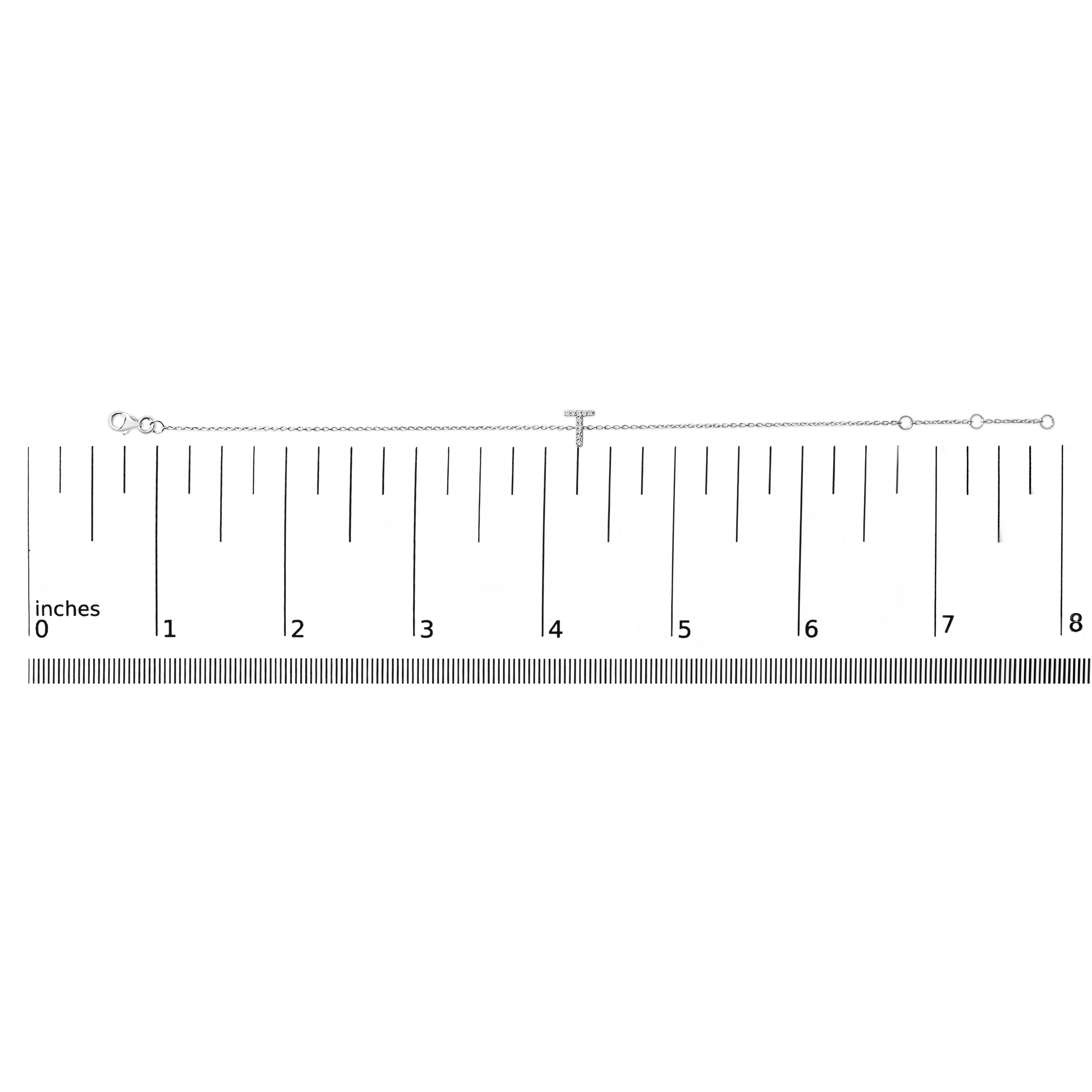 10K White Gold Diamond Accent "T" Initial Charm and Link Bracelet-thumbmail-5