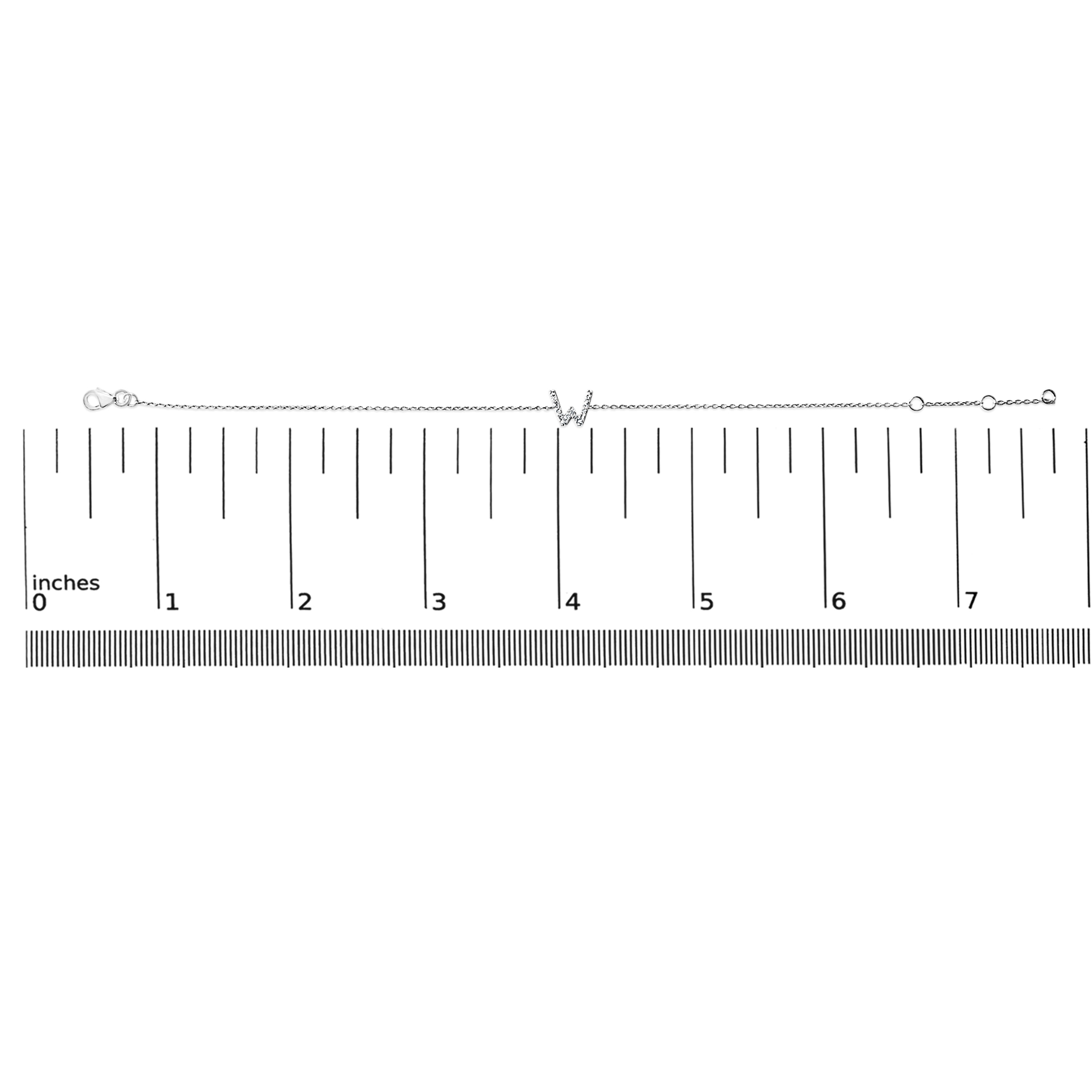 10K White Gold Diamond Accent "W" Initial Charm and Link Bracelet