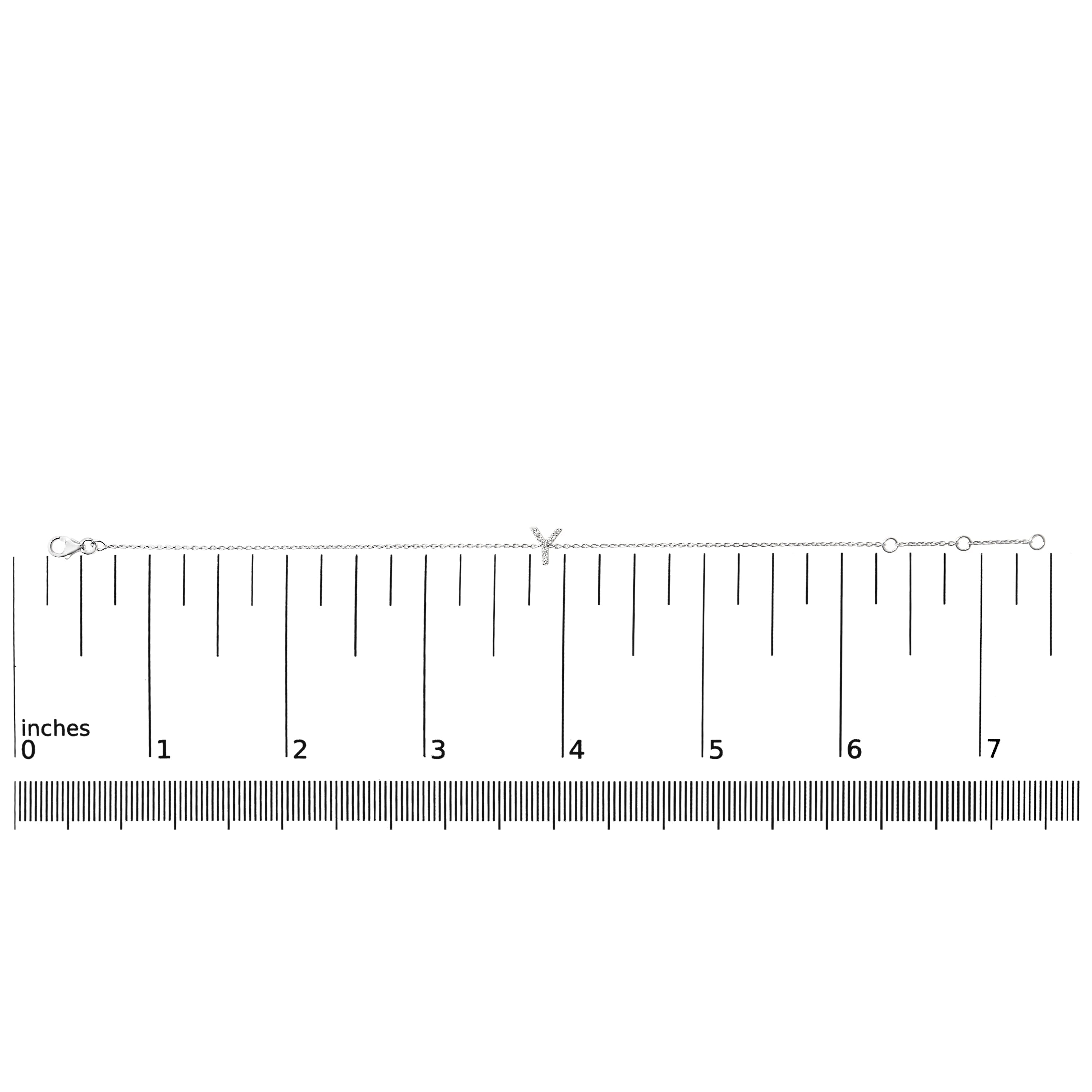 10K White Gold Diamond Accent "Y" Initial Charm and Link Bracelet