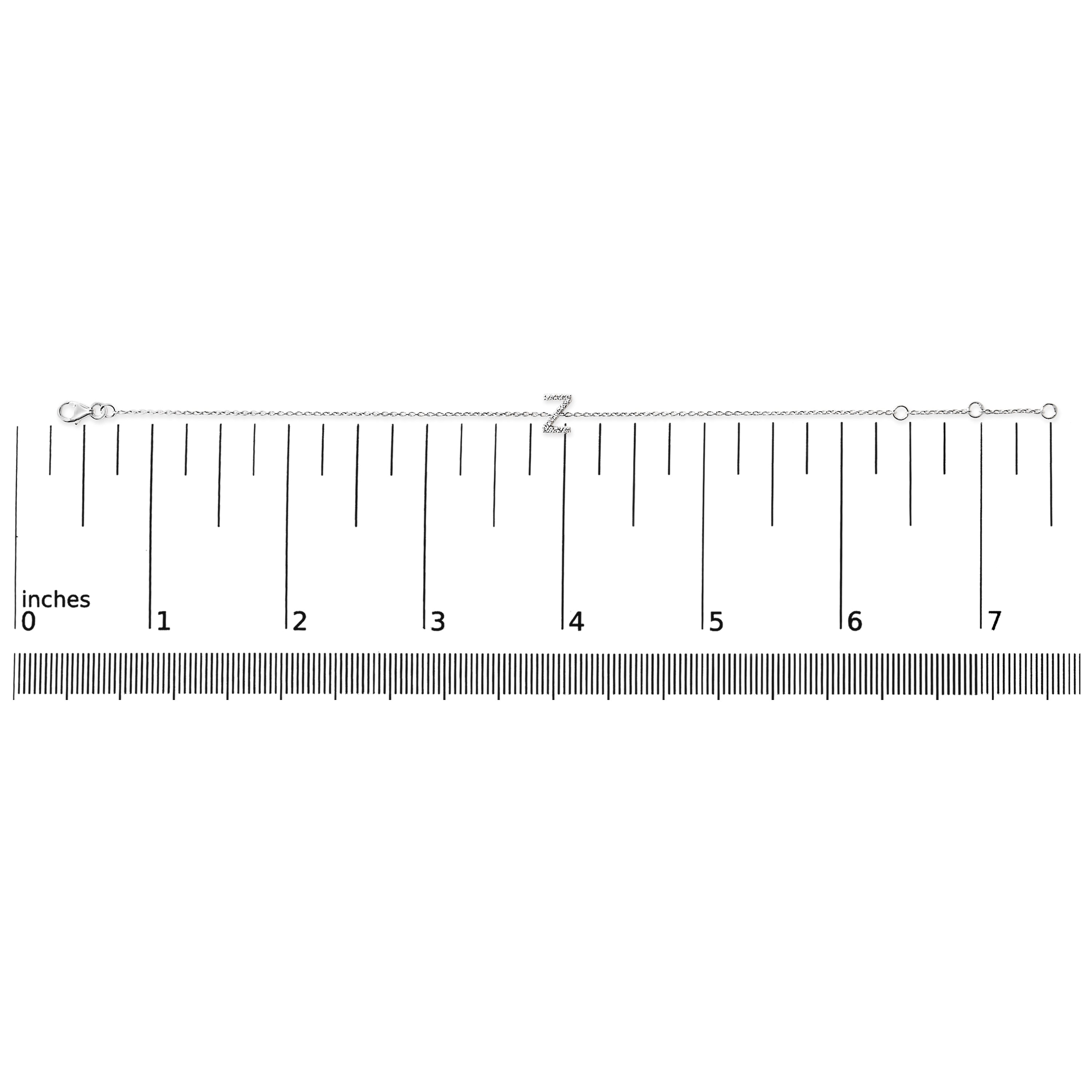 10K White Gold Diamond Accent "Z" Initial Charm and Link Bracelet