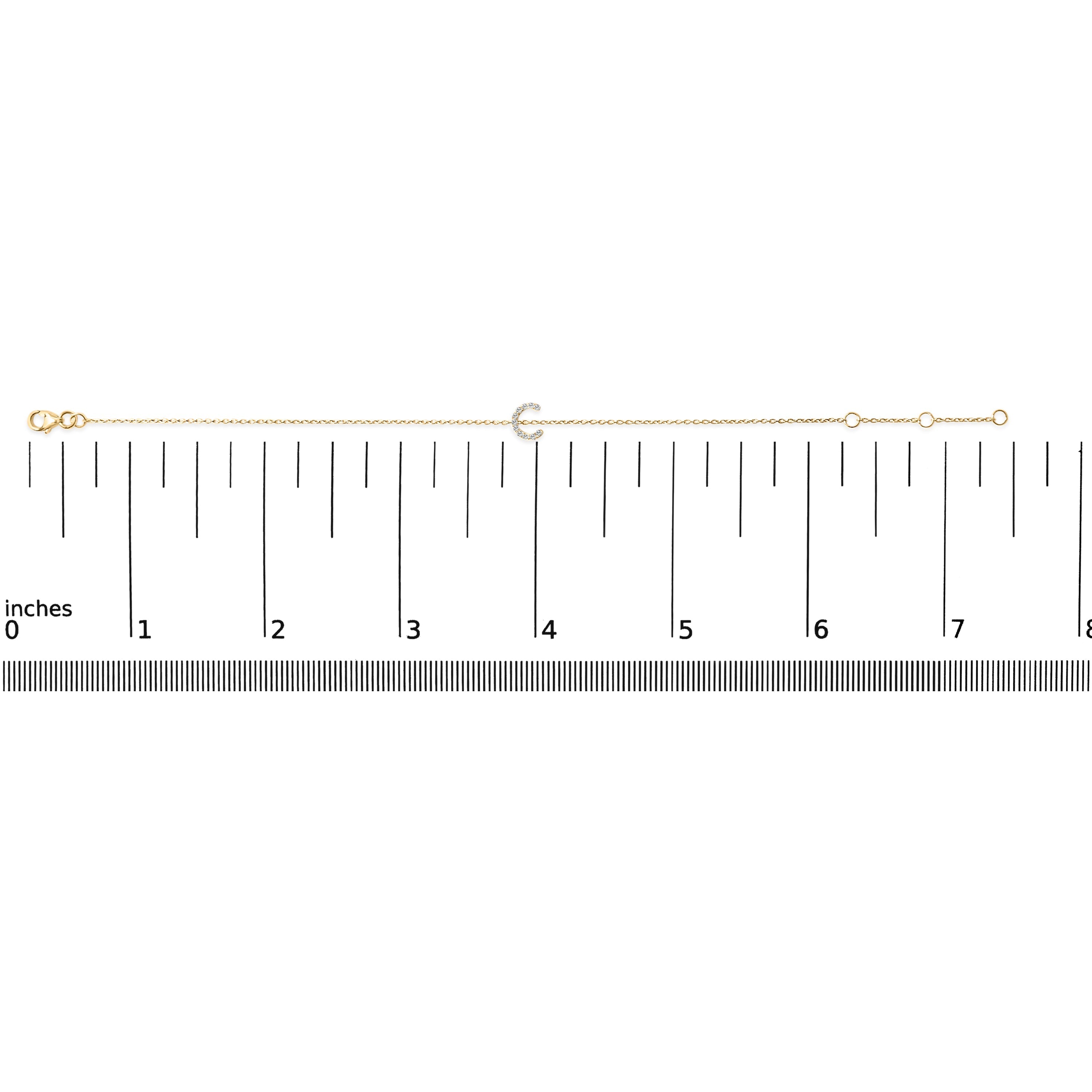 10K Yellow Gold Diamond Accent "C" Initial Charm and Link Bracelet-thumbmail-3