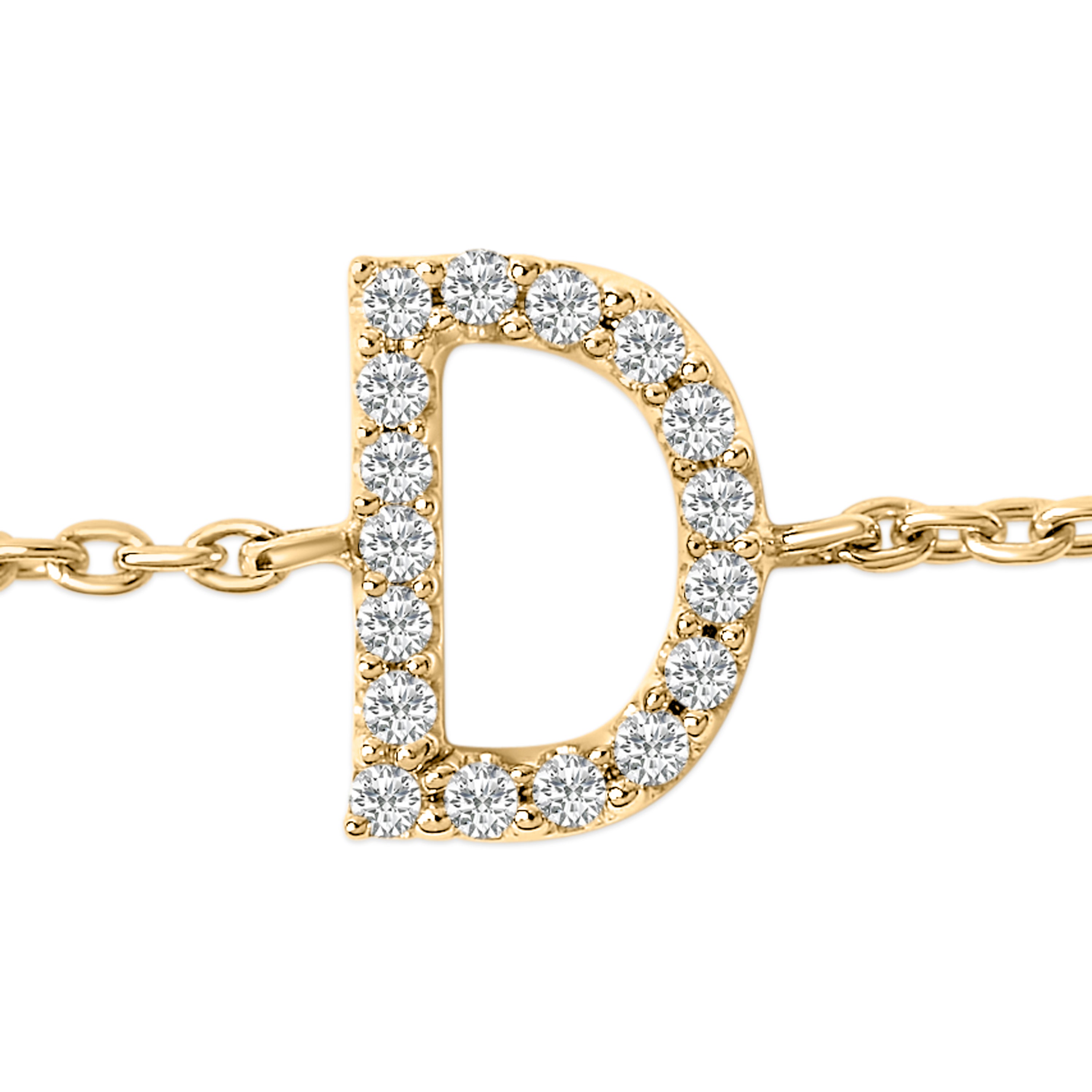 10K Yellow Gold Diamond Accent "D" Initial Charm and Link Bracelet-thumbmail-5