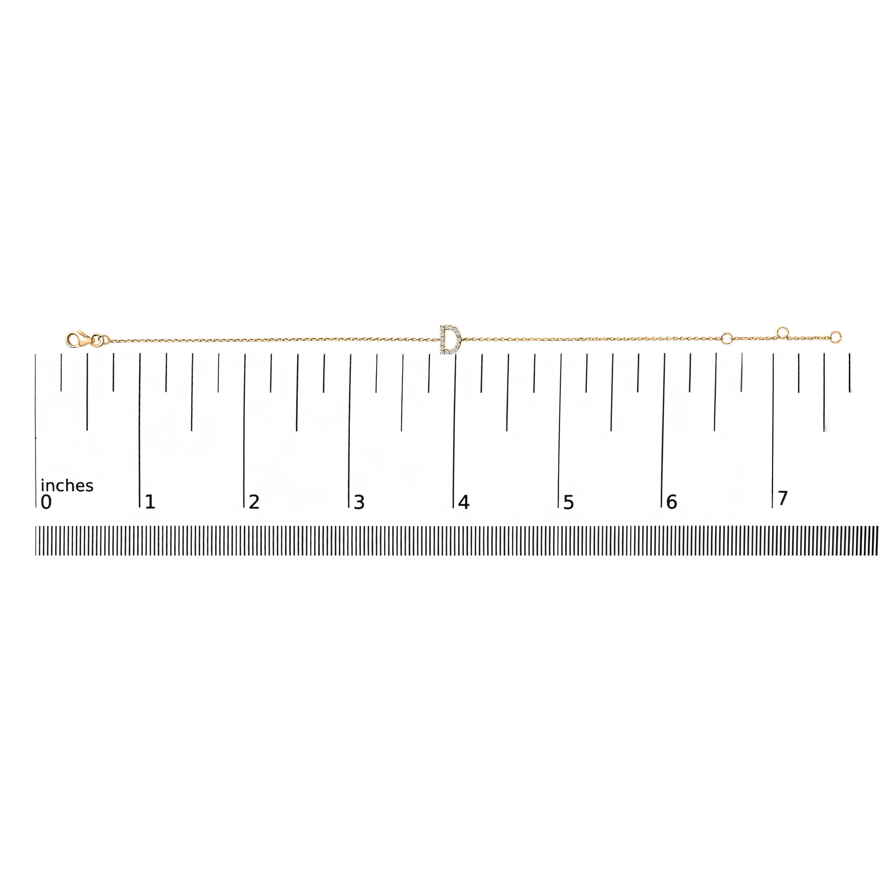 10K Yellow Gold Diamond Accent "D" Initial Charm and Link Bracelet-thumbmail-2