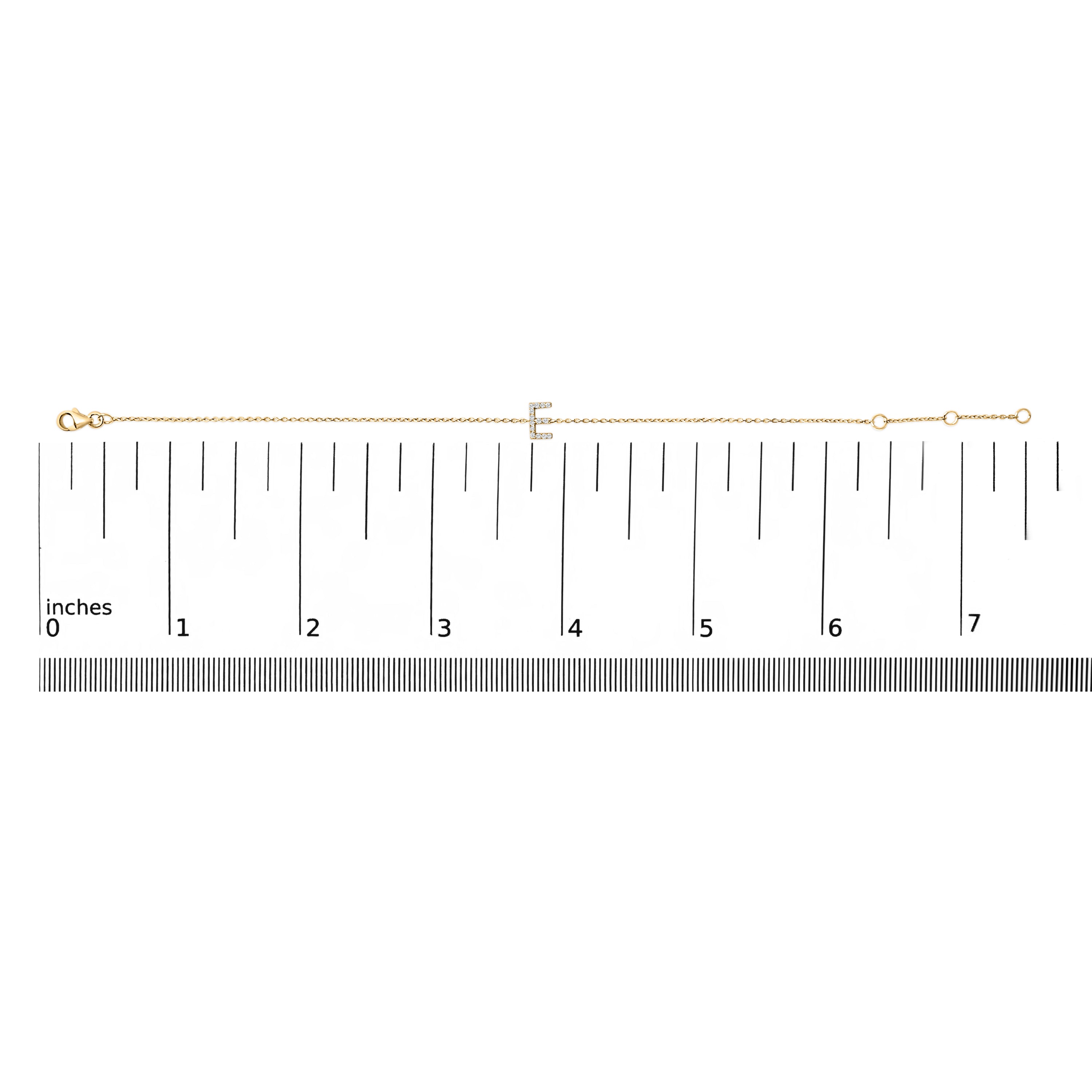 10K Yellow Gold Diamond Accent "E" Initial Charm and Link Bracelet-thumbmail-6