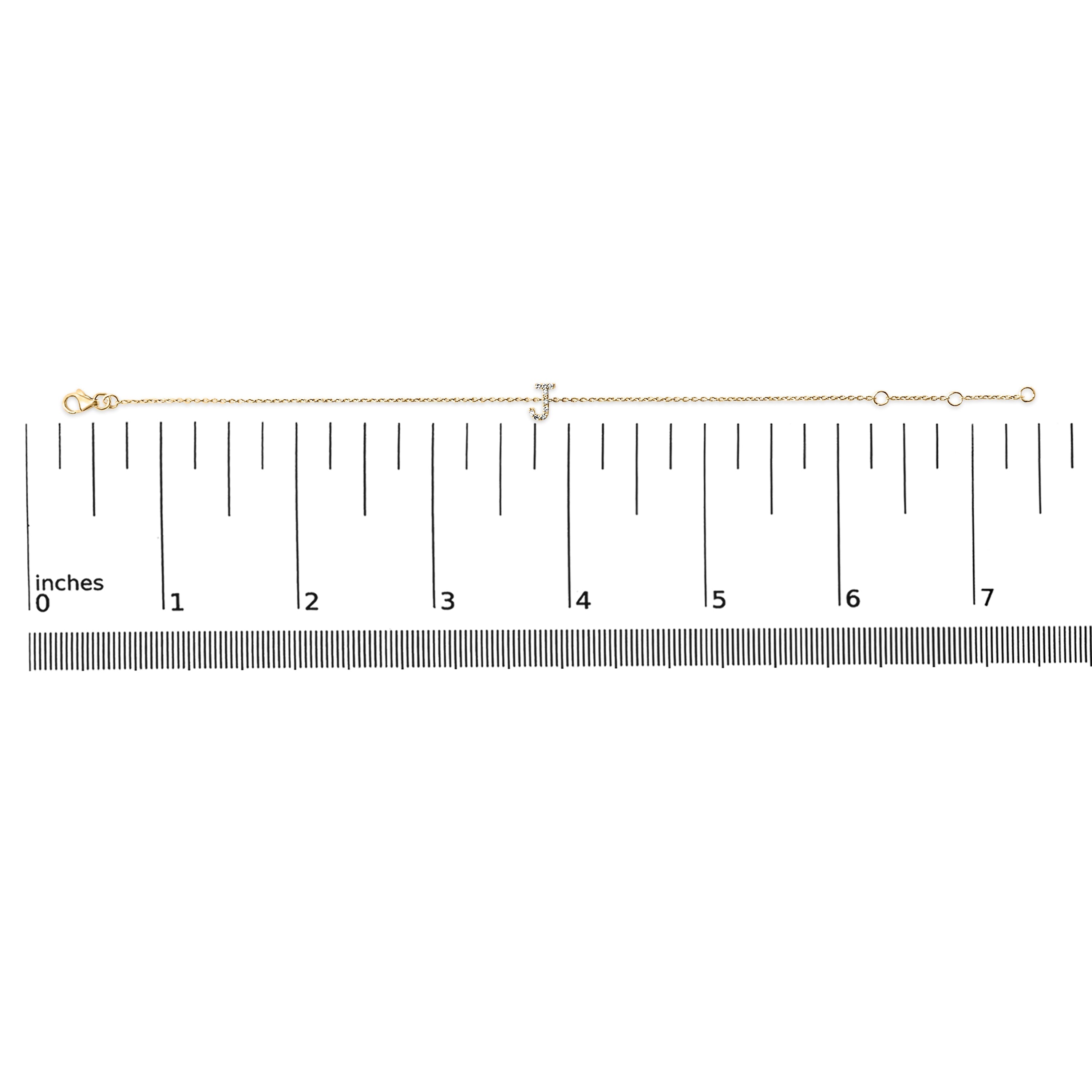 10K Yellow Gold Diamond Accent "J" Initial Charm and Link Bracelet