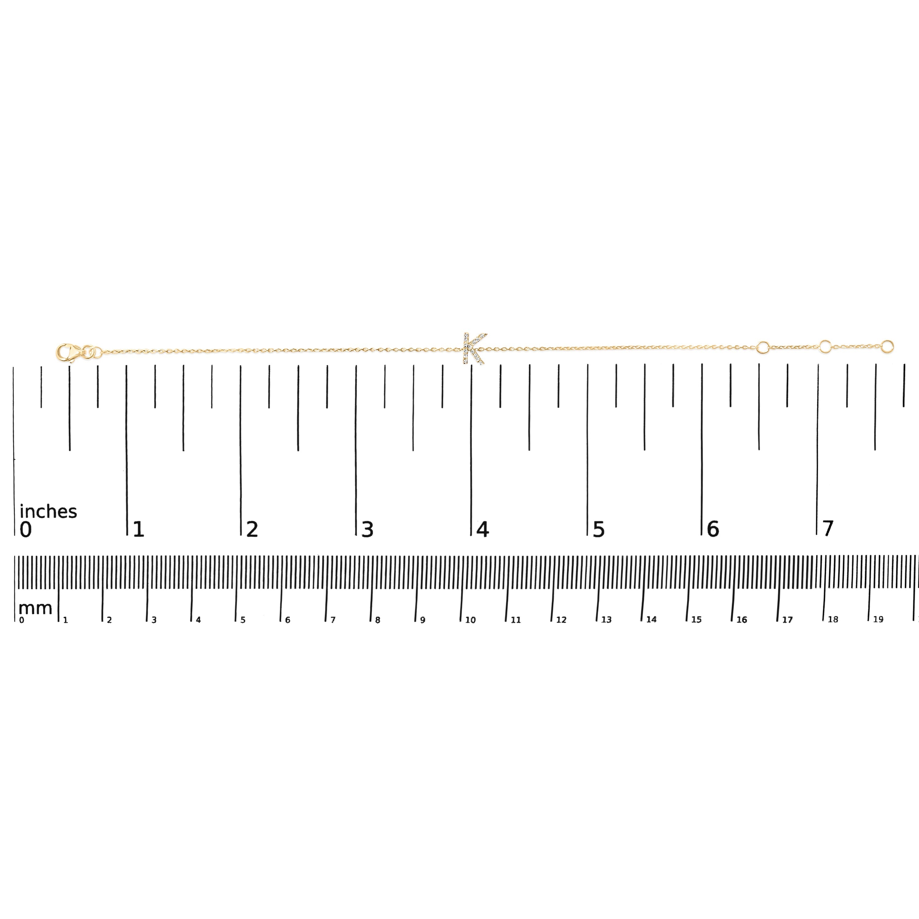 10K Yellow Gold Diamond Accent "K" Initial Charm and Link Bracelet