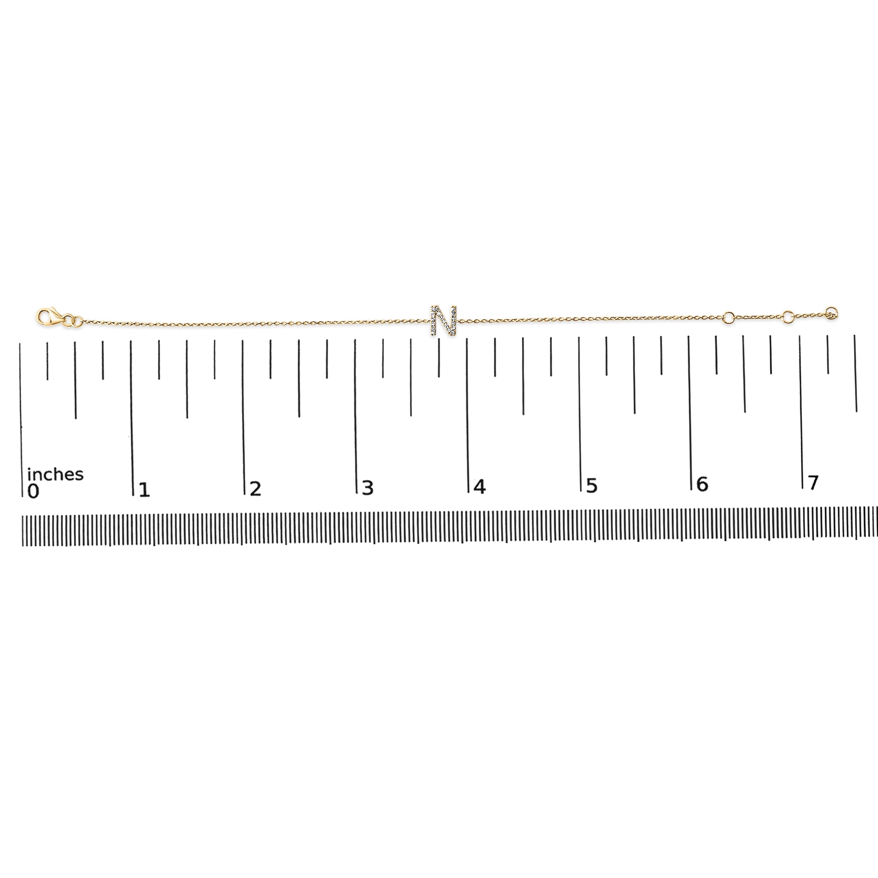 10K Yellow Gold Diamond Accent "N" Initial Charm and Link Bracelet-thumbmail-5