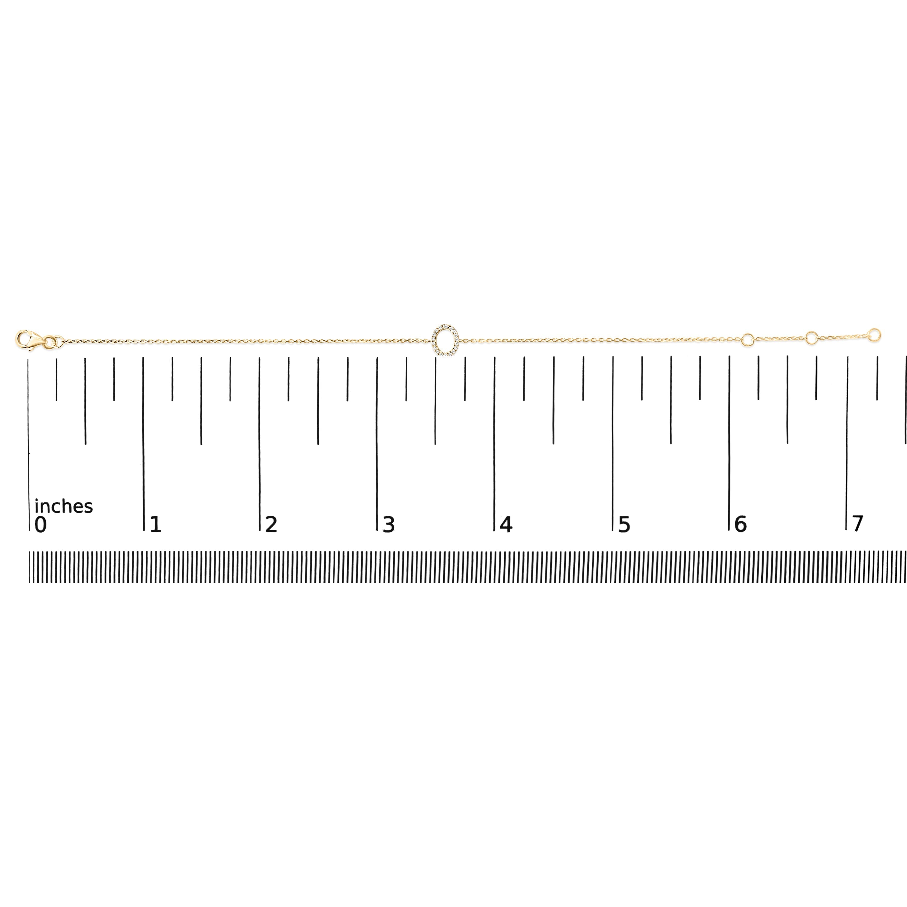 10K Yellow Gold Diamond Accent "O" Initial Charm and Link Bracelet