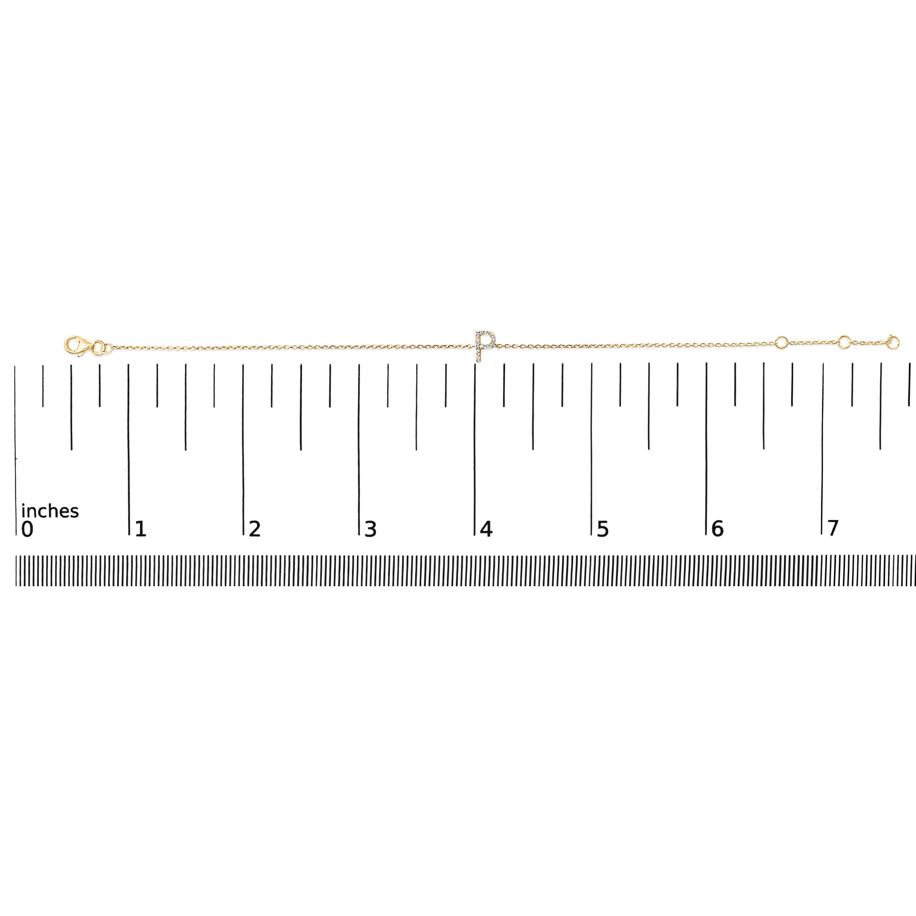 10K Yellow Gold Diamond Accent "P" Initial Charm and Link Bracelet-thumbmail-6