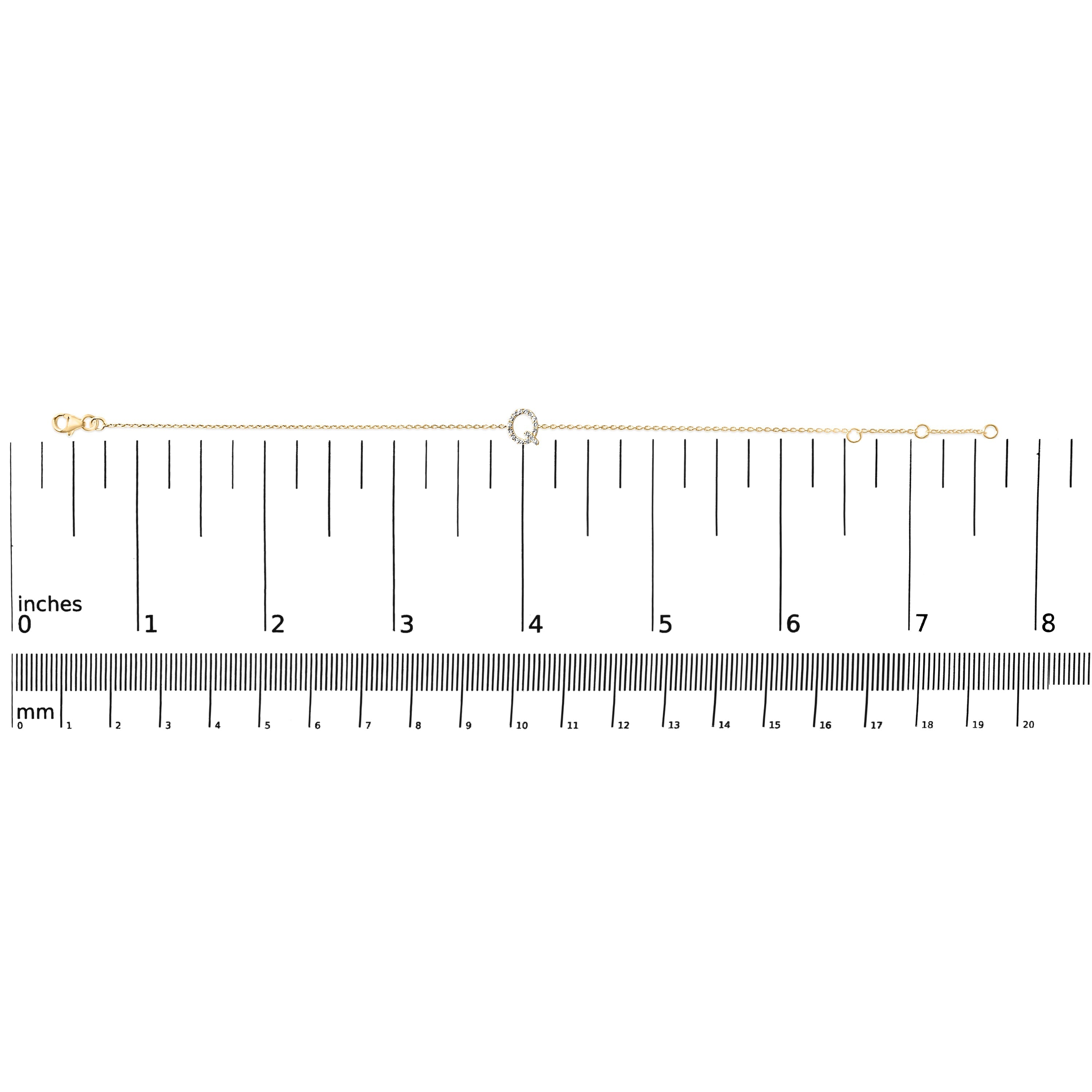 10K Yellow Gold Diamond Accent "Q" Initial Charm and Link Bracelet-thumbmail-2
