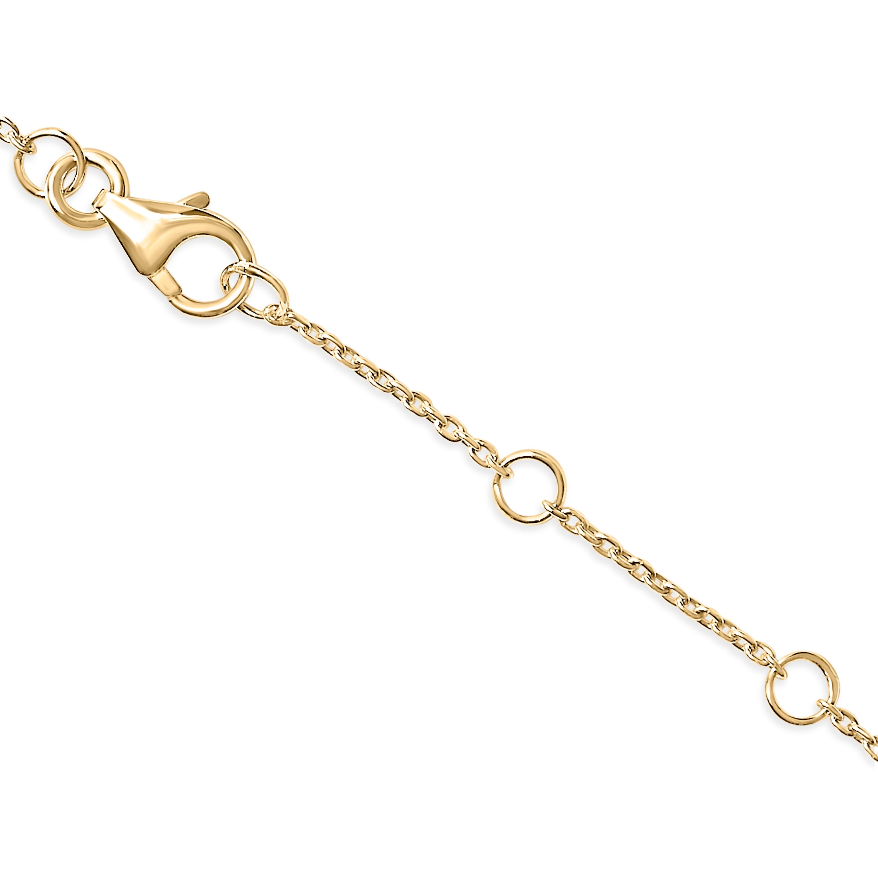 10K Yellow Gold Diamond Accent "S" Initial Charm and Link Bracelet